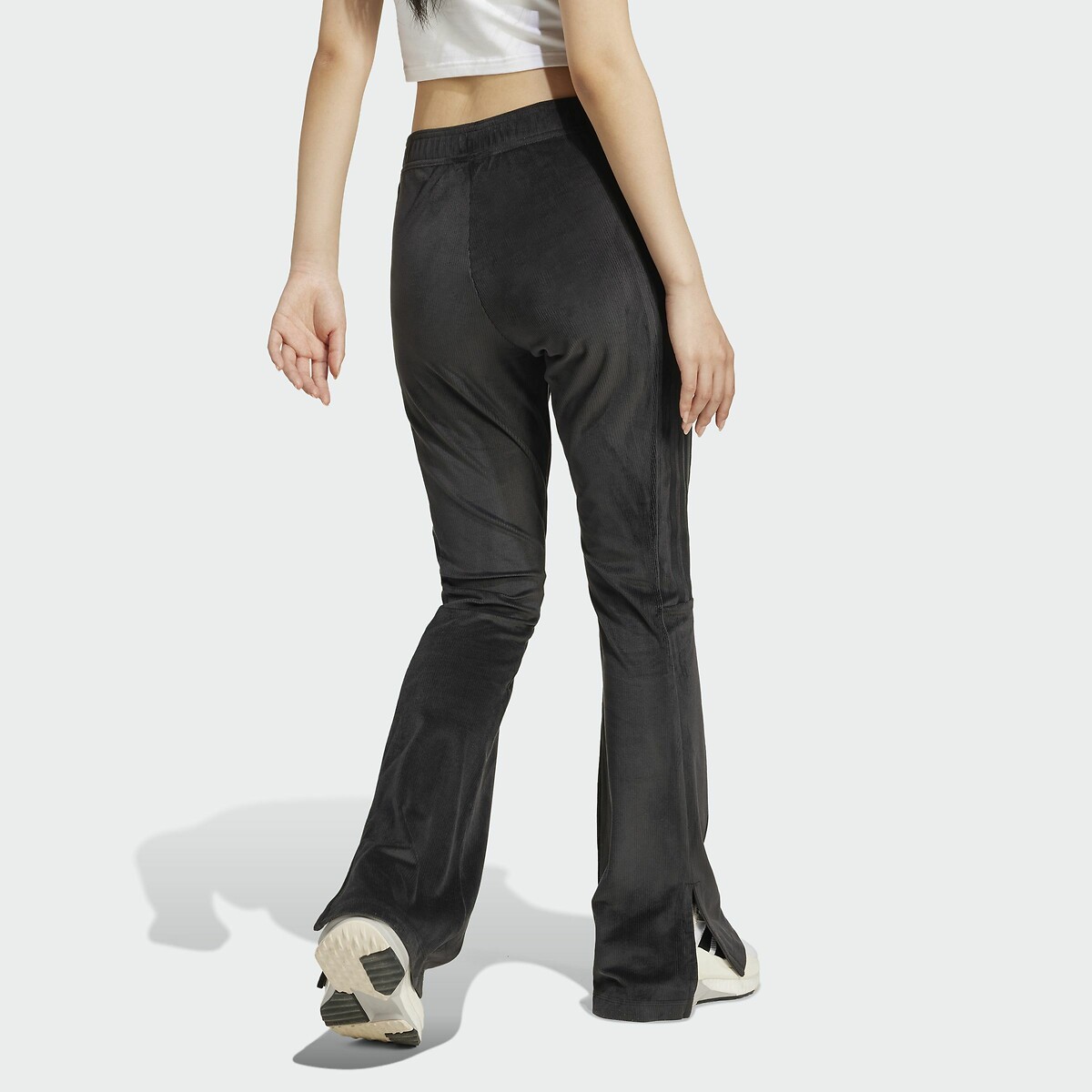 Tiro Cut 3 Stripes Flared Leggings in Velour black, ADIDAS SPORTSWEAR