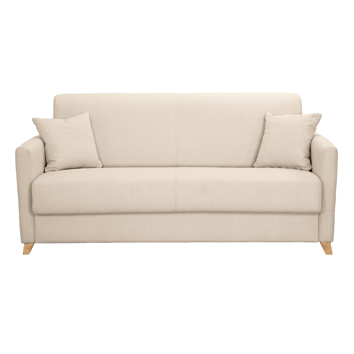 Canapé scandinave convertible 3 places avec matelas 12 cm SKANDY beige, MILIBOO