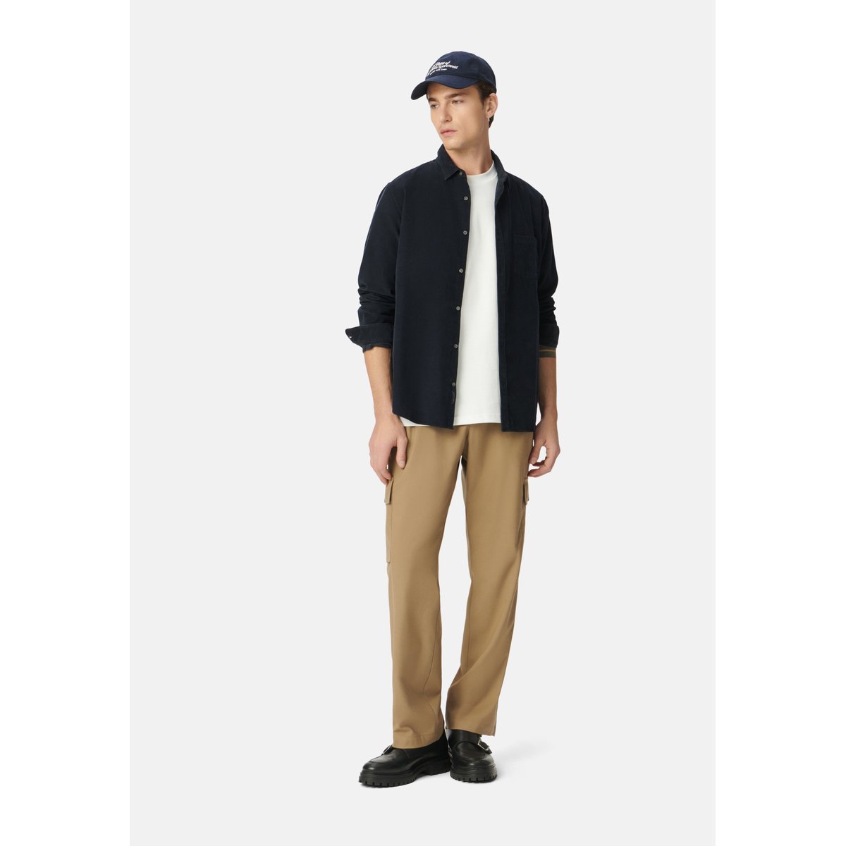 Chemise coton bio velours milleraies bleu marine, IKKS