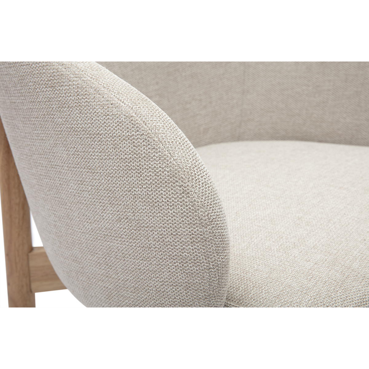 Chaises en tissu effet velours texturé beige et bois clair (lot de 2) TORVI beige, MILIBOO