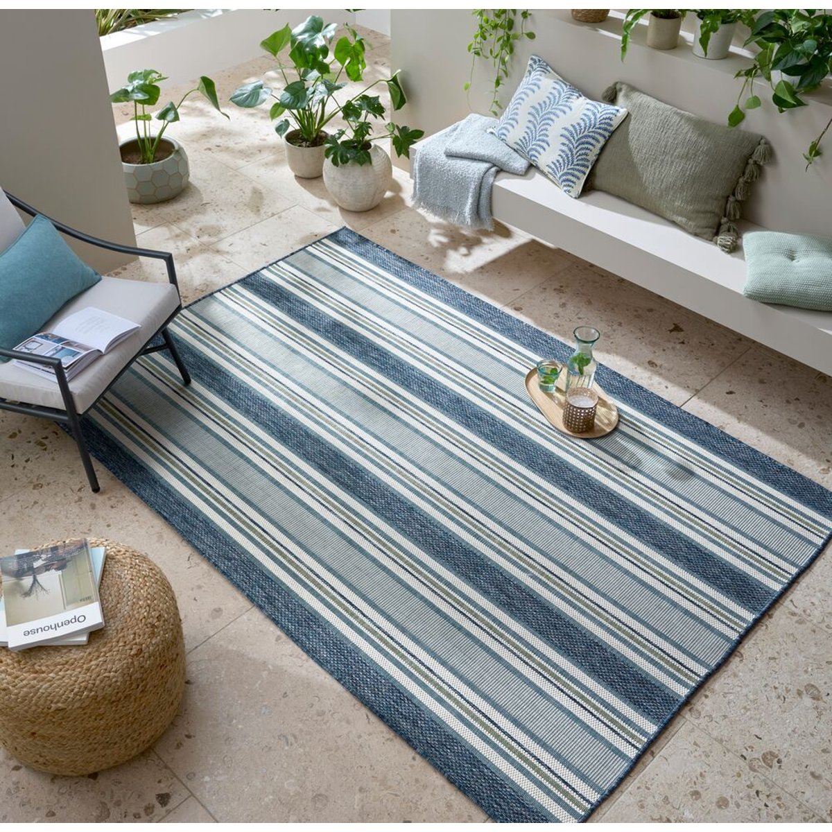 Tapis extérieur ROMA bleu, FLAIR RUGS