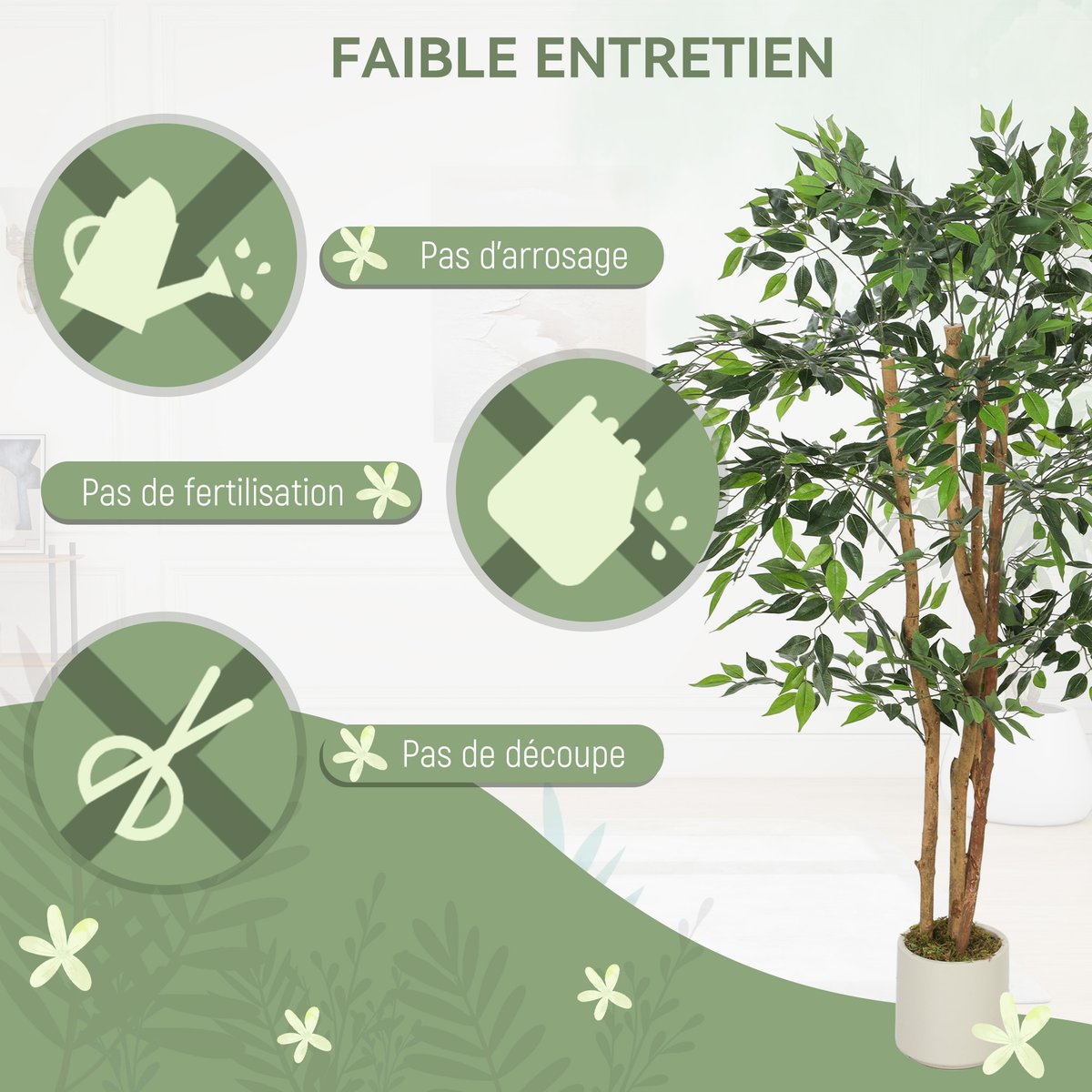 Plantes artificielles PEVA Vert vert, HOMCOM