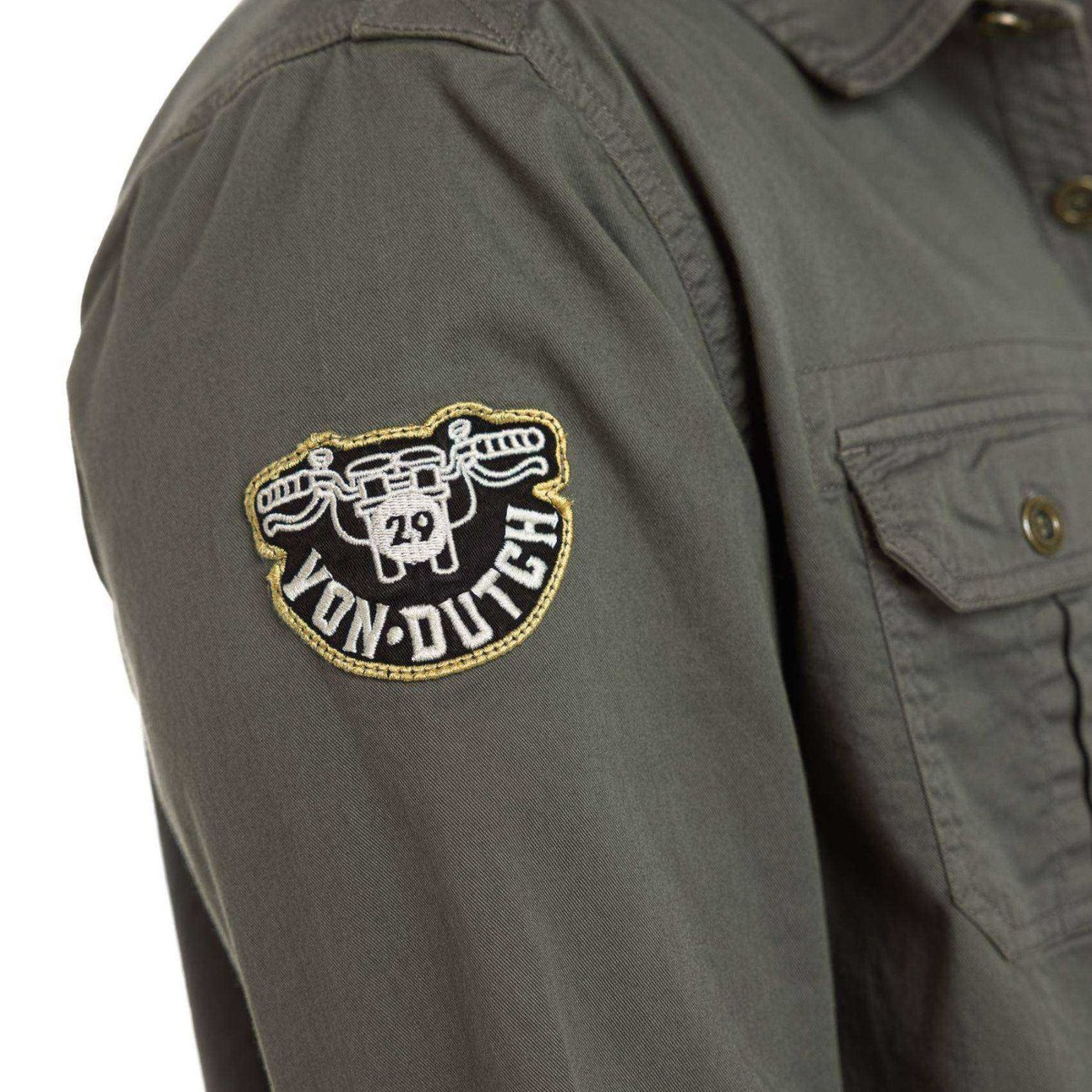 Chemise en coton IVY kaki/noir/jaune, VON DUTCH