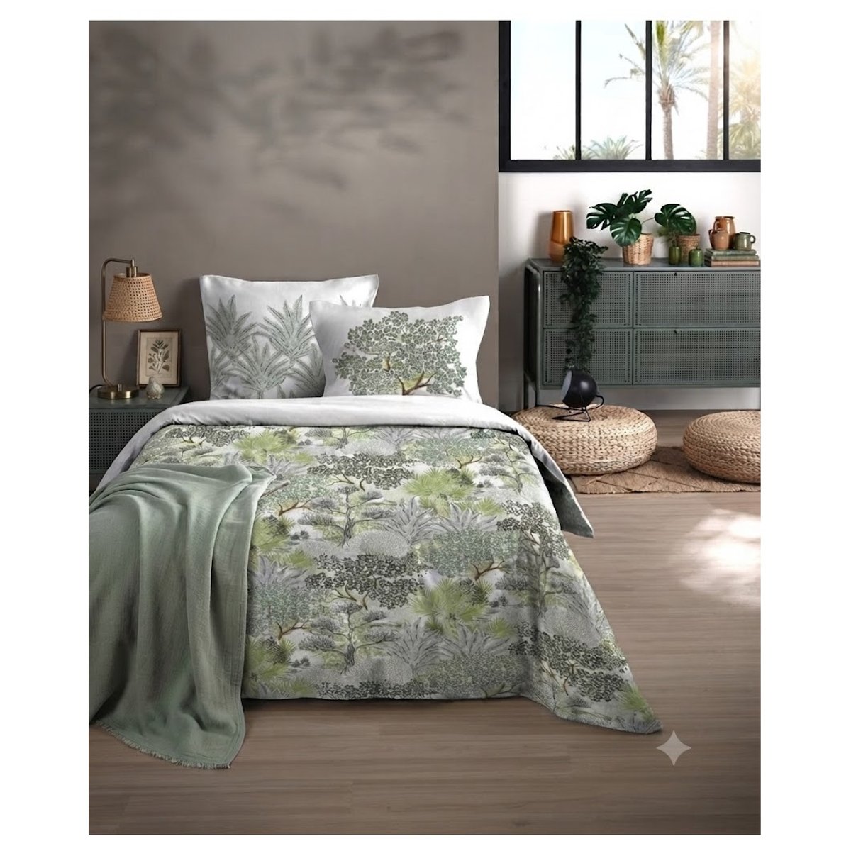 Parure de lit Douceur foret vert, EDEN