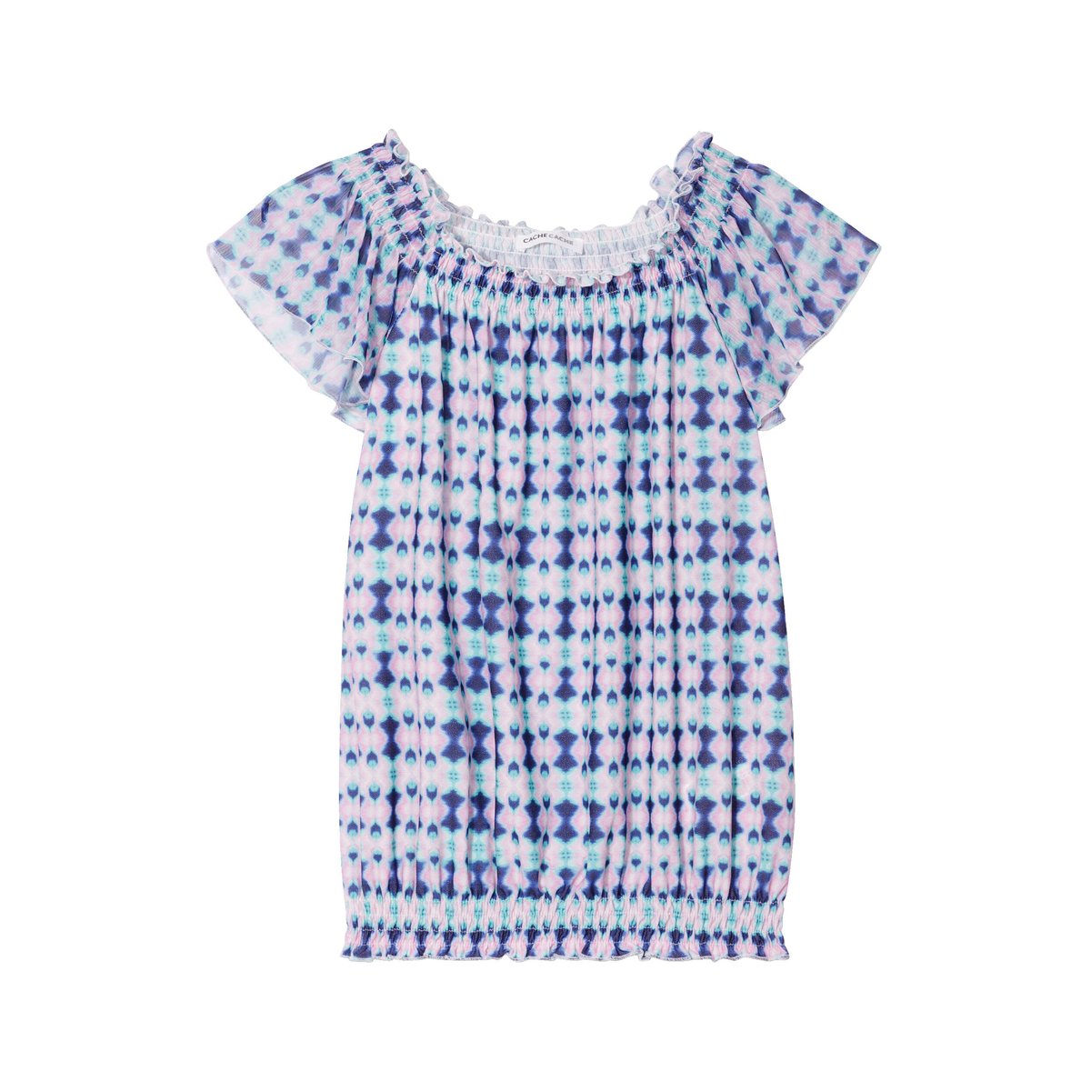 T-shirt manches courtes smocké bleu foncé, CACHE CACHE