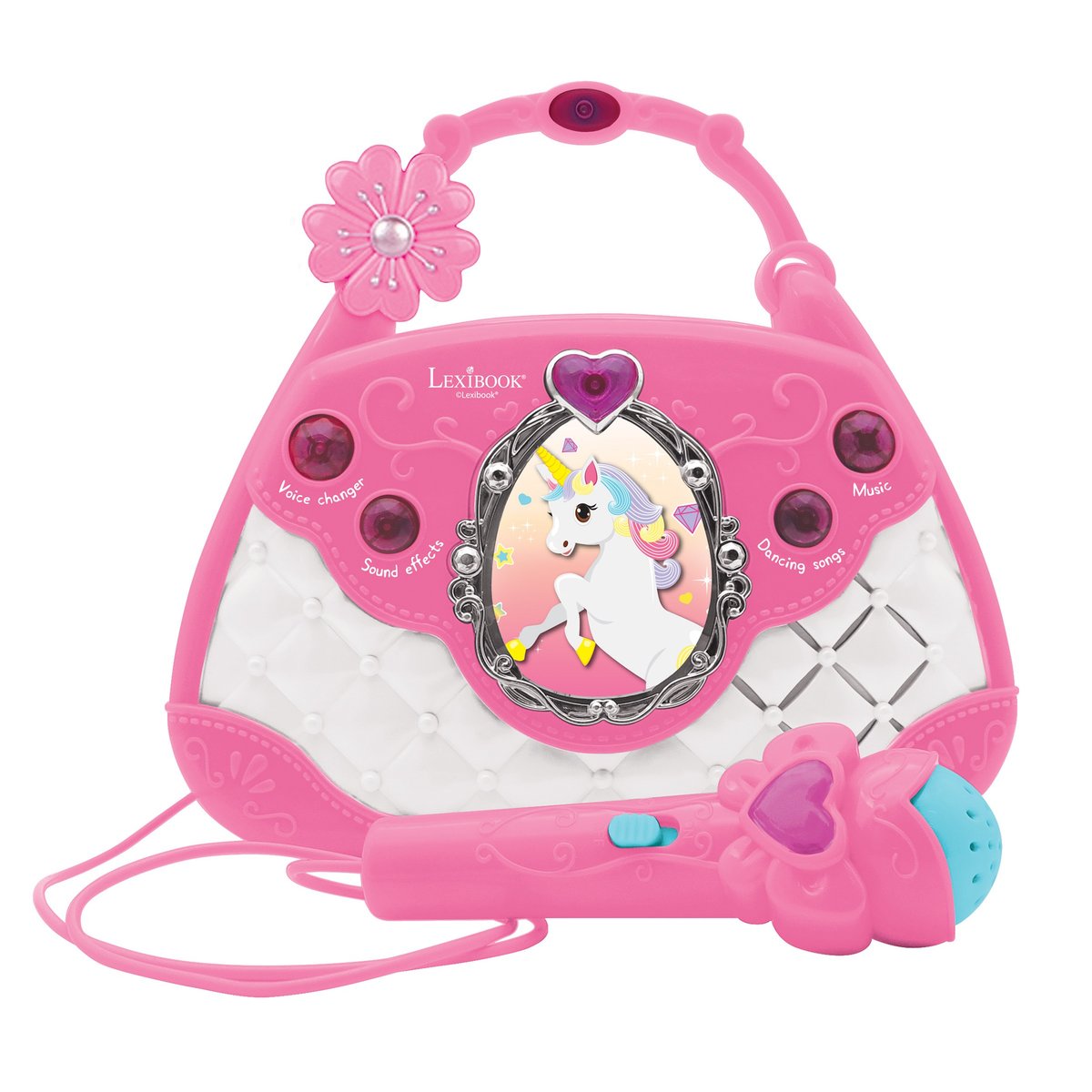 Sac à Main Enceinte Musicale Coloris Licorne rose, LEXIBOOK