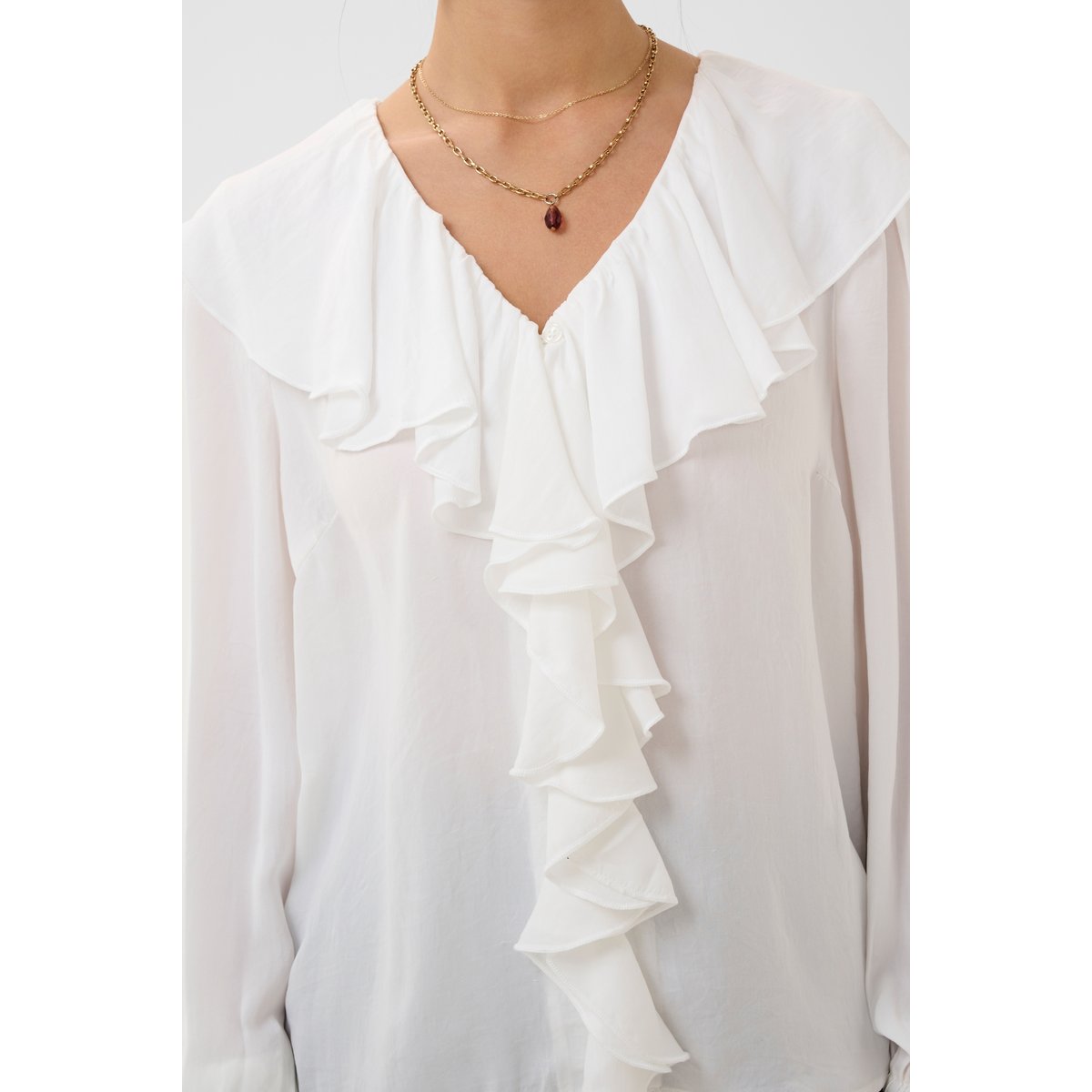 Blouse à manches longues blanc snow white, CREAM