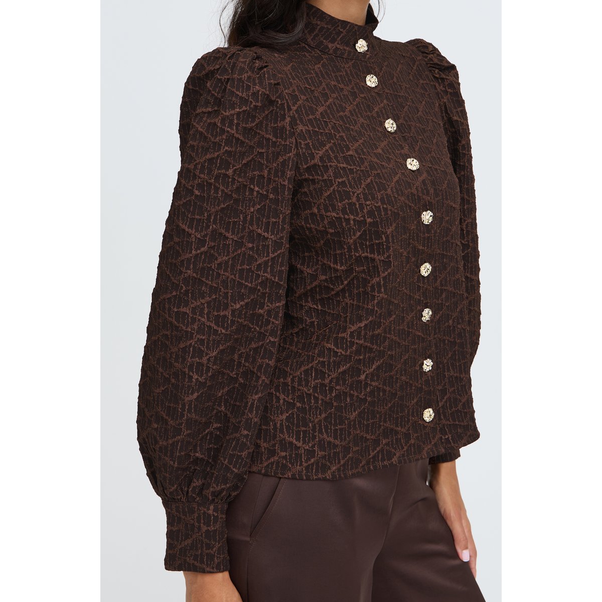 Chemise à manches longues marron java, B.YOUNG