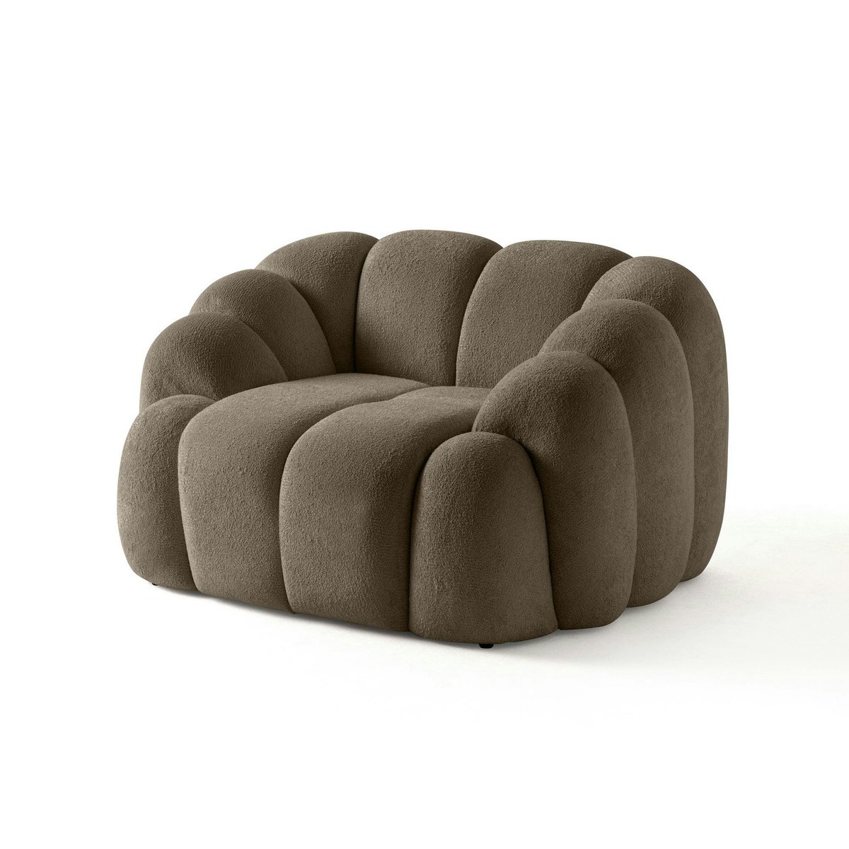 Fauteuil arrondi design en tissu ONDA taupe, PIER IMPORT
