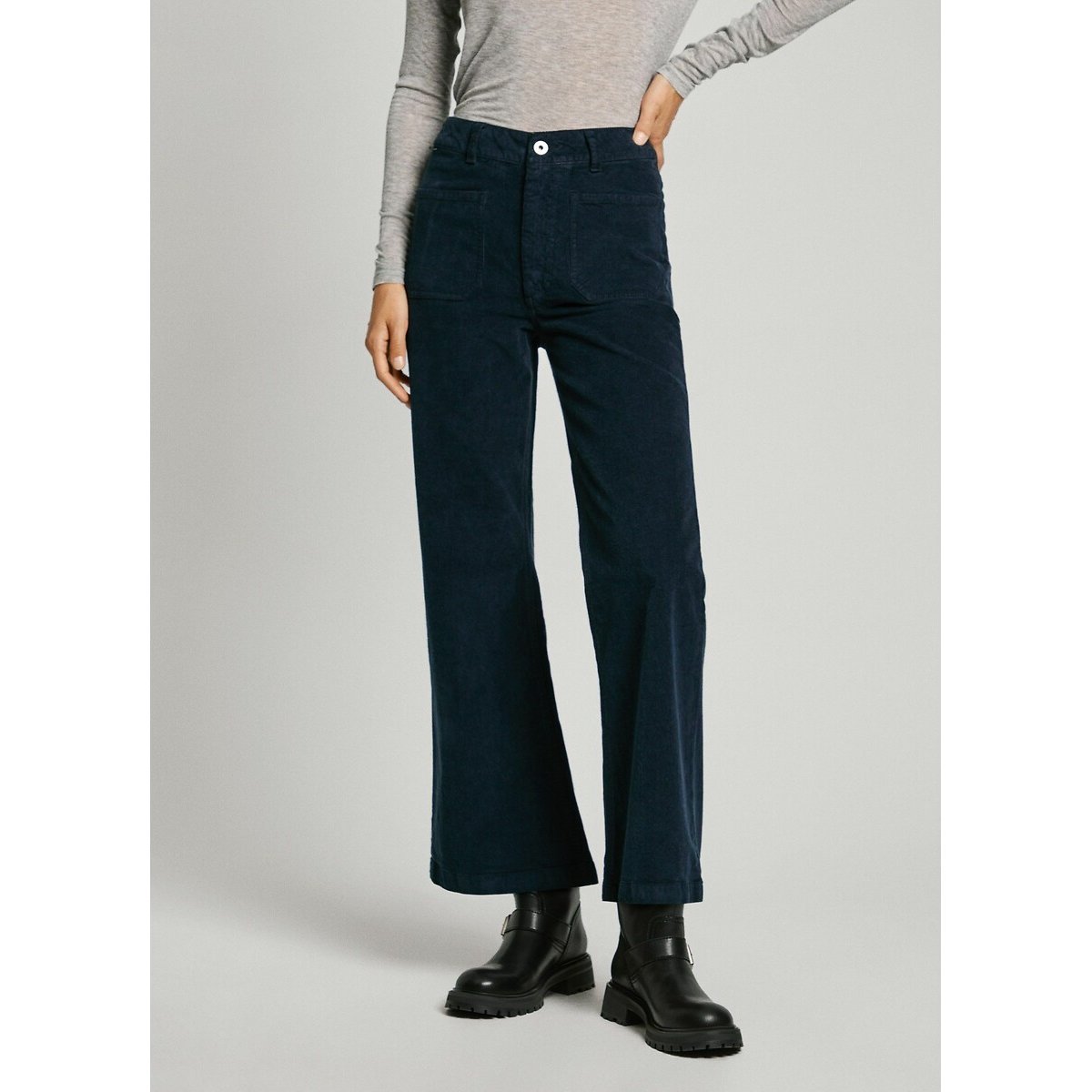 Pantalon évasé en velours CELIA bleu marine, PEPE JEANS