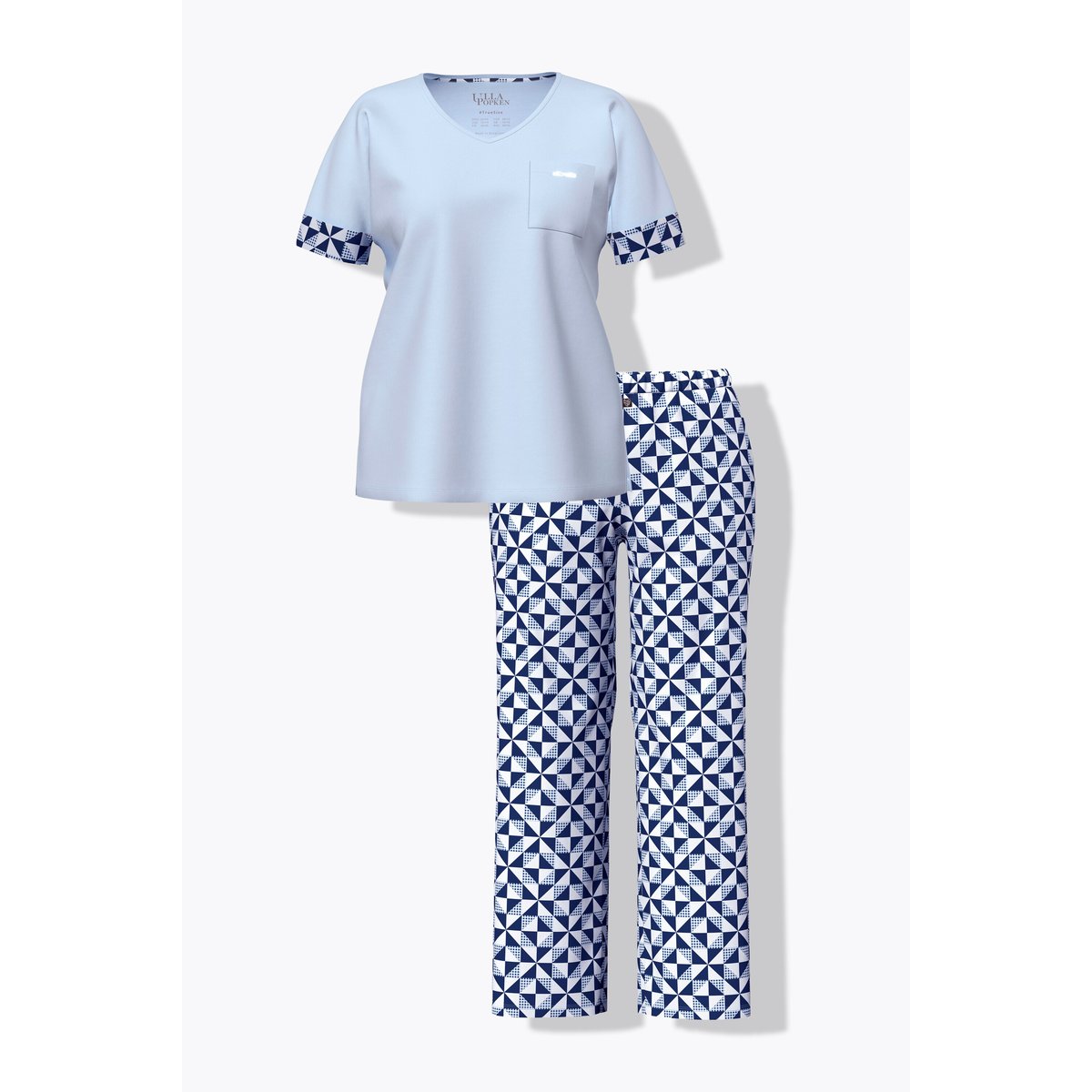 Pyjama deux pièces,motif à carreaux bleu clair, ULLA POPKEN