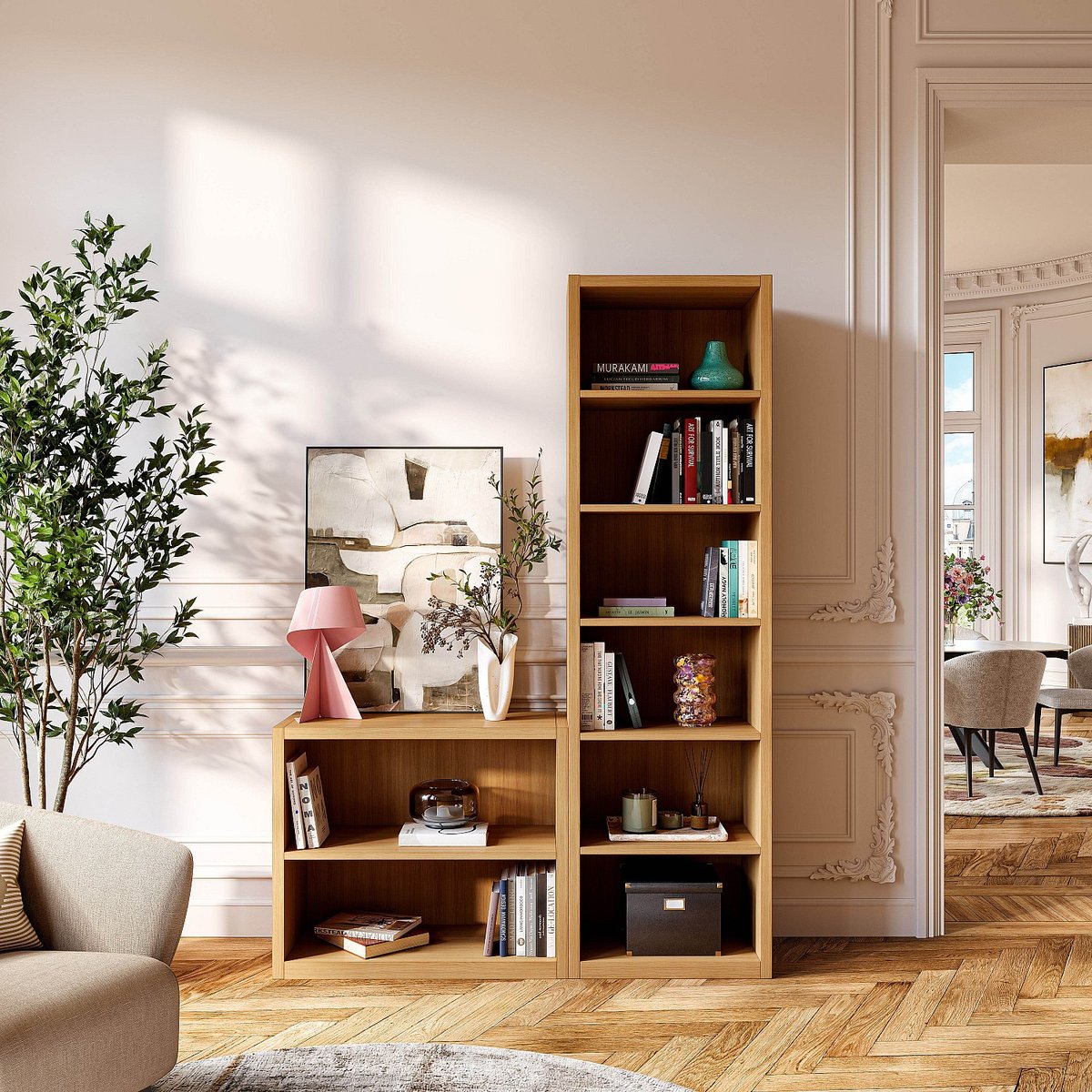 Bibliothèque bois CAMUS naturel clair, HABITAT