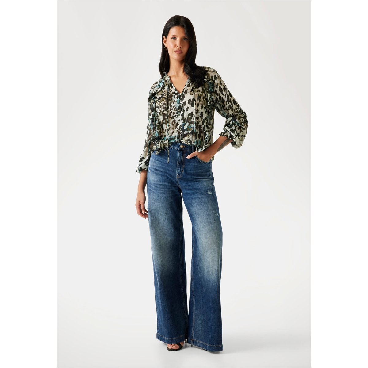 Blouse Volantée animalier, GUESS