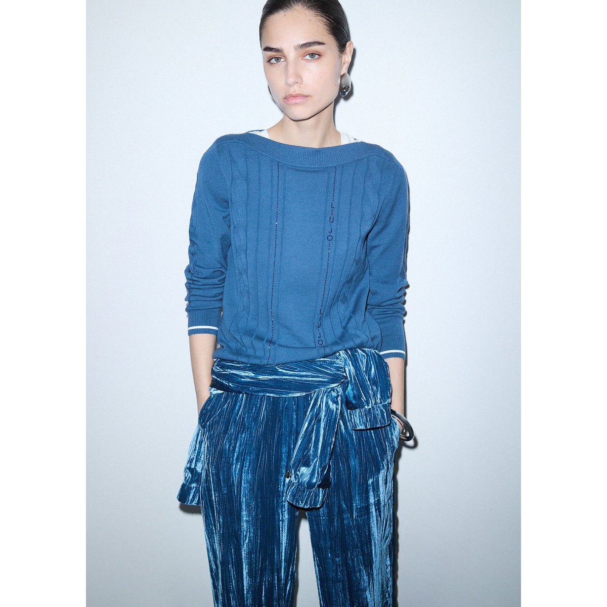 Pull avec Finitions Contrastées bleu, LIU JO