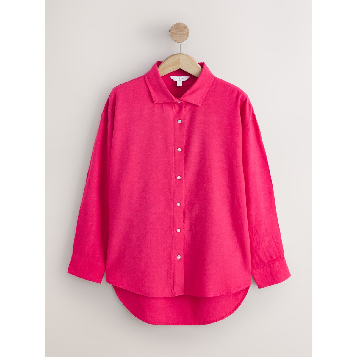 Chemise manches longues en lin mélangé rose, NEXT