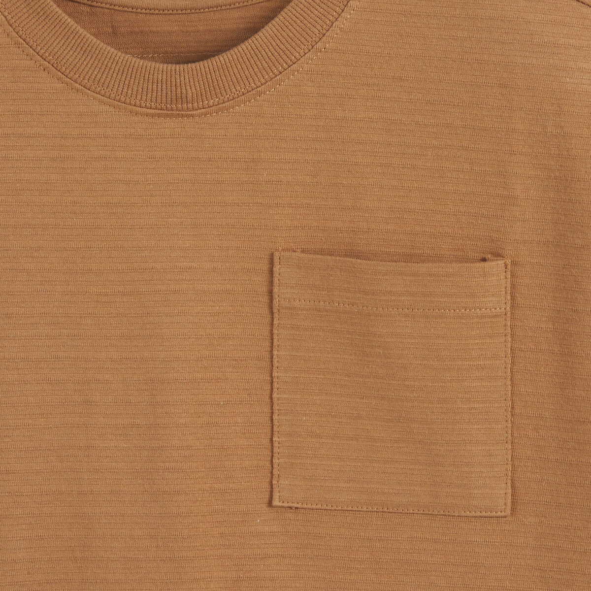 T-shirt col rond, manches courtes, avec poche poitrine camel, LA REDOUTE COLLECTIONS