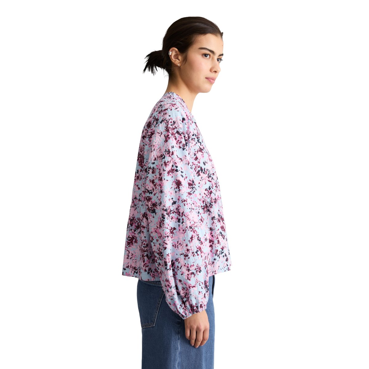 Blouse crinkle relaxed en mélange de viscose imprimée bleu clair, MARC O’POLO DENIM