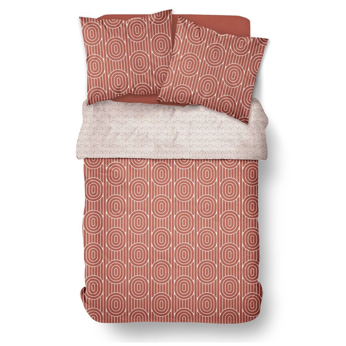 Parure de lit imprimé Graphique coton SUNSHINE VAL rouge, TODAY