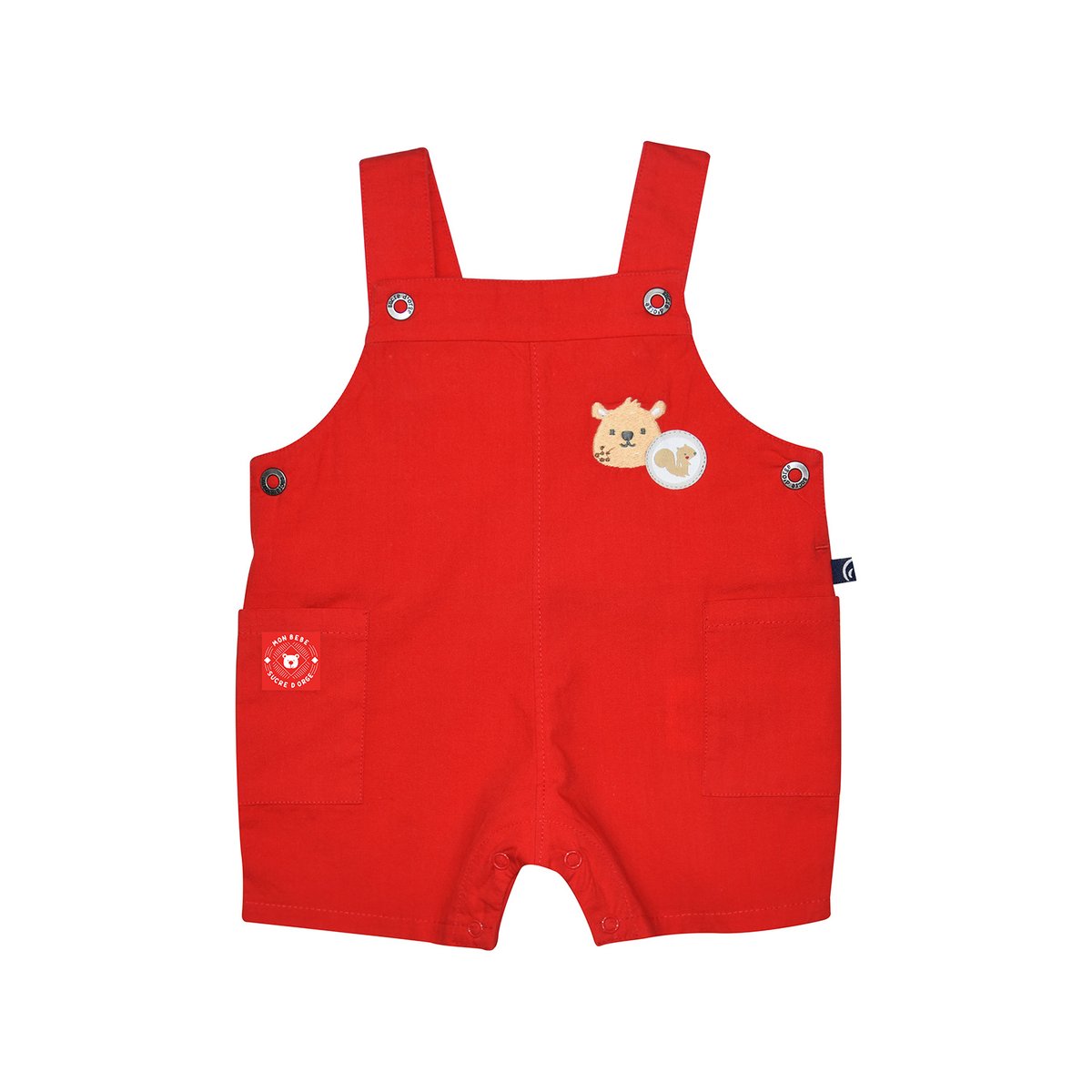 T-shirt et salopette courte randy rouge, SUCRE D'ORGE