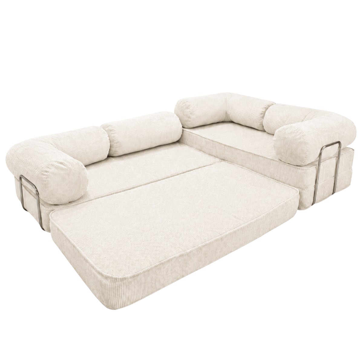 Canapé angle modulable velours côtelé SURB crème, MEOW BABY