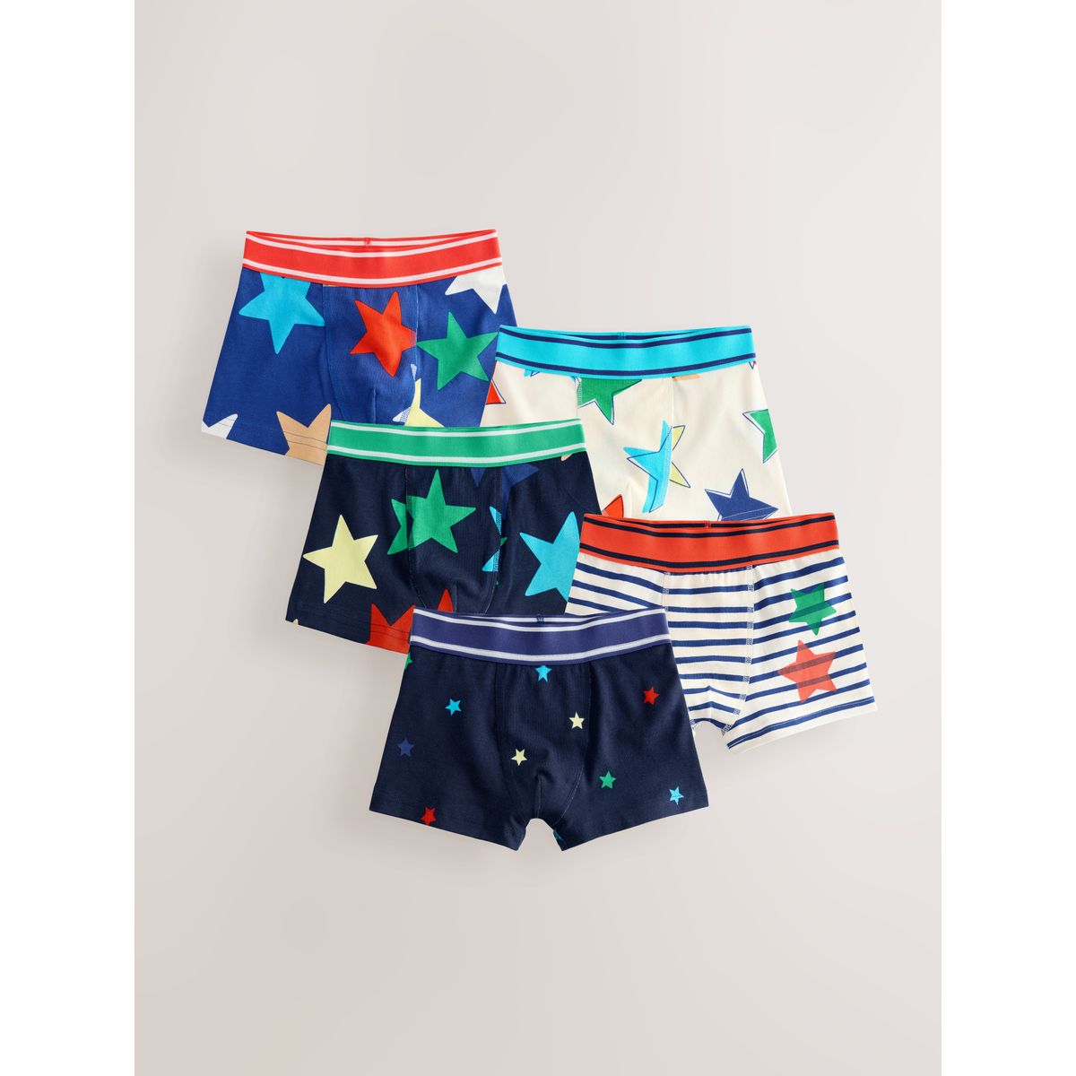 Boxers junior à motifs, lot de 5 multi-étoiles et rayures, NEXT