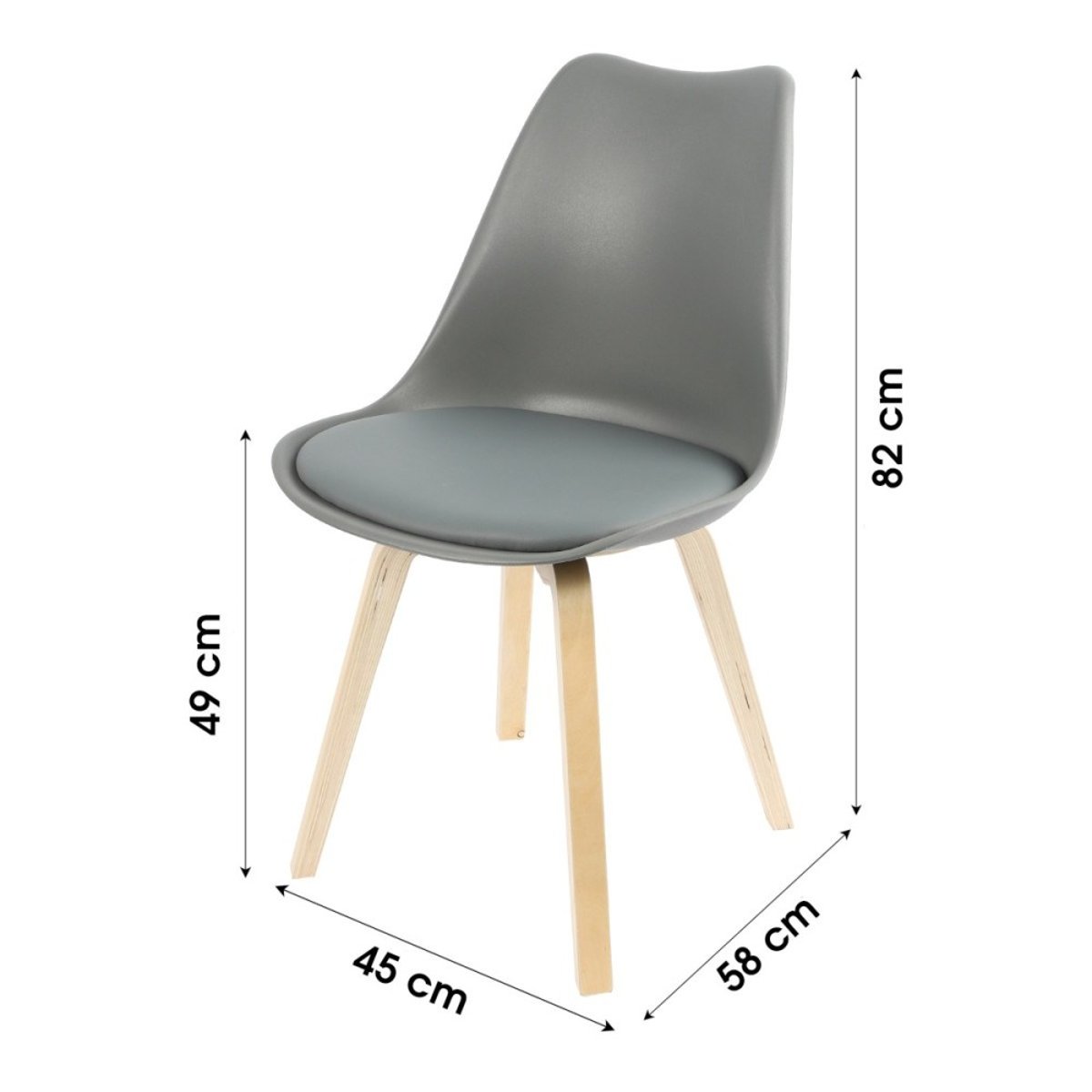 Chaise Scandinave Grise Avec Coussin gris, DECORATIE