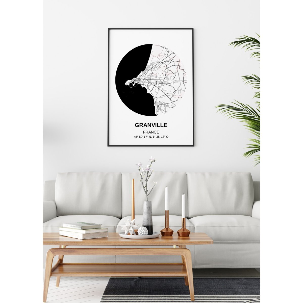 Affiche Carte Granville blanc, L'AFFICHERIE