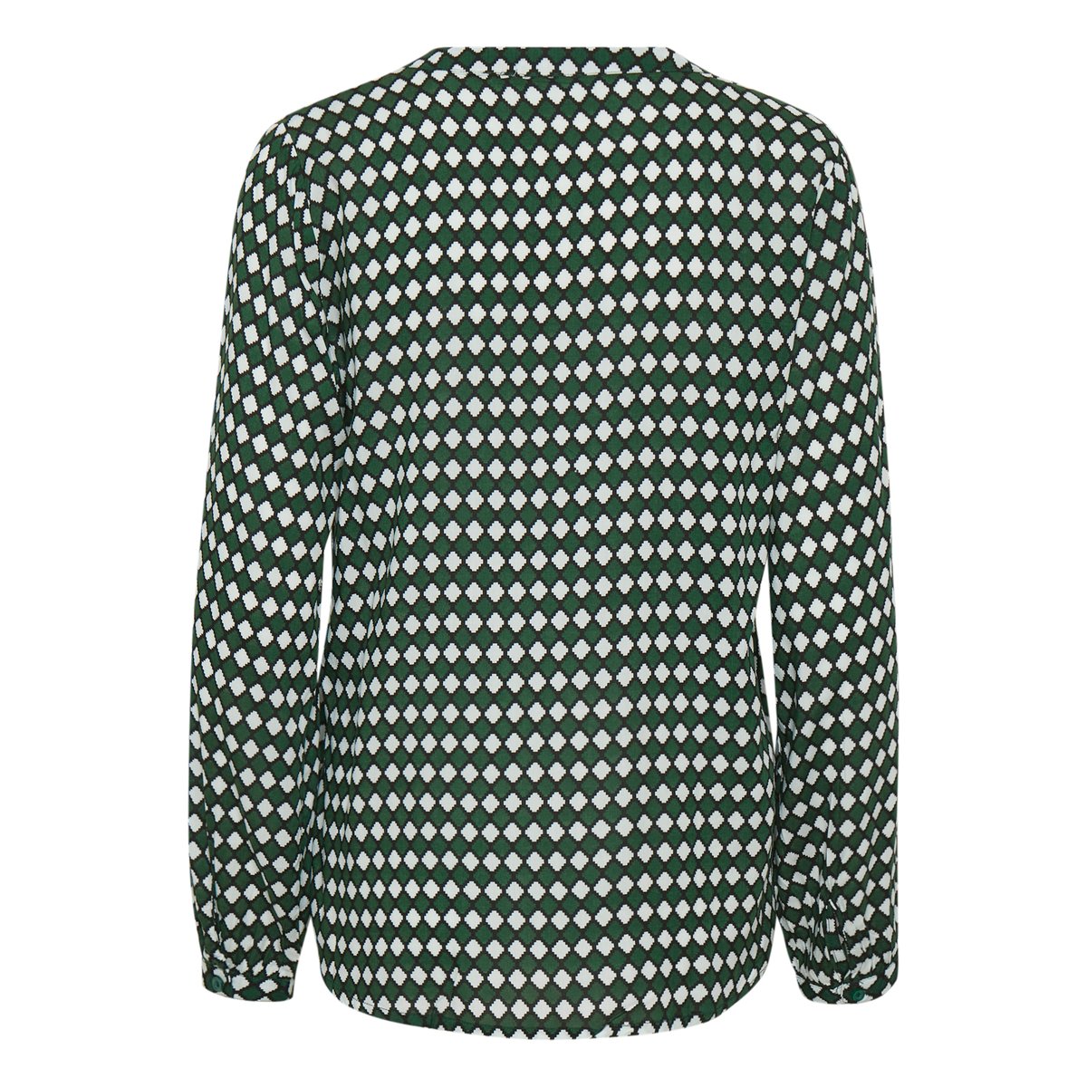 Long sleeved blouse vert graphique dark green diamont print, KAFFE