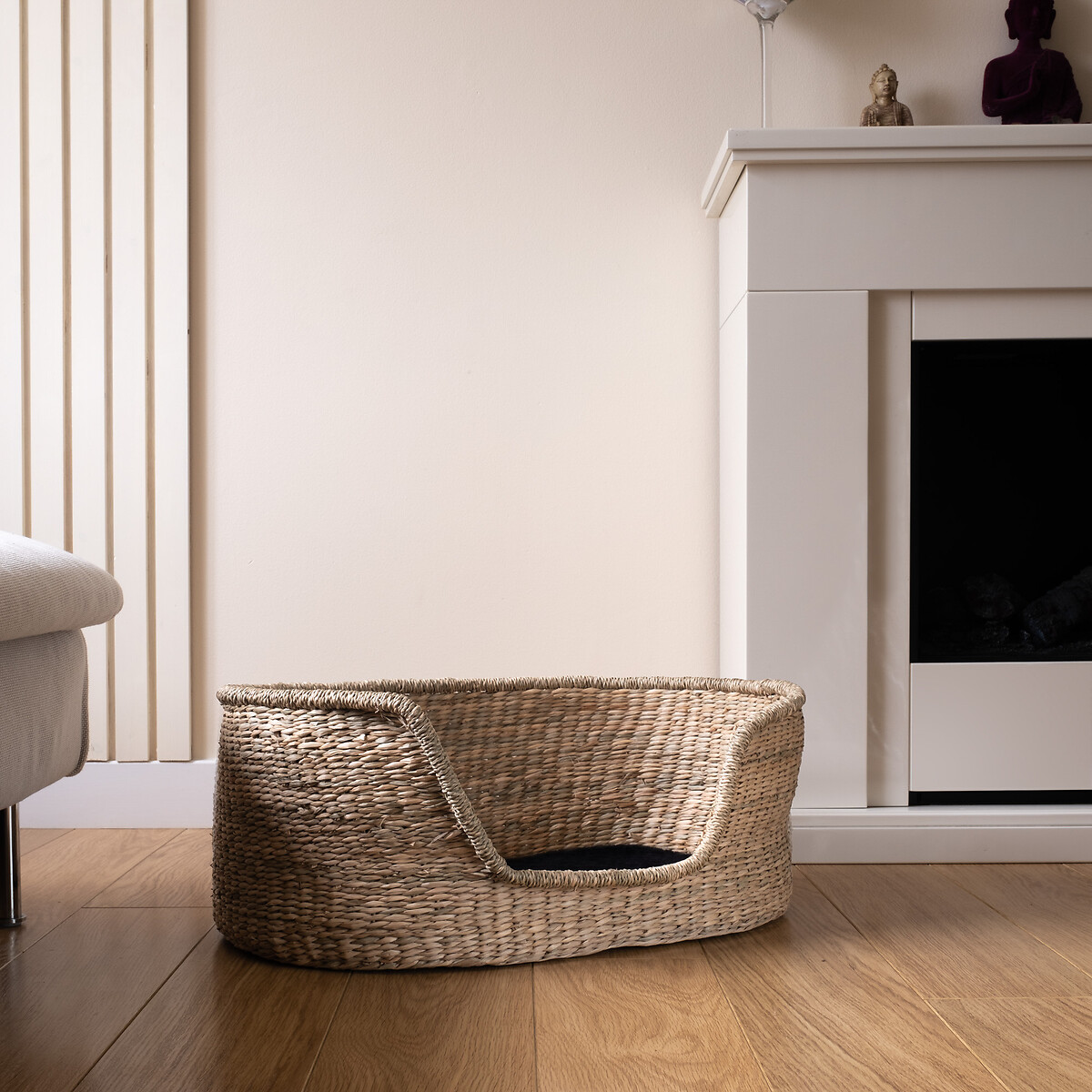 Natural Seagrass Pet Bed with Cushion Large natural, SO'HOME
