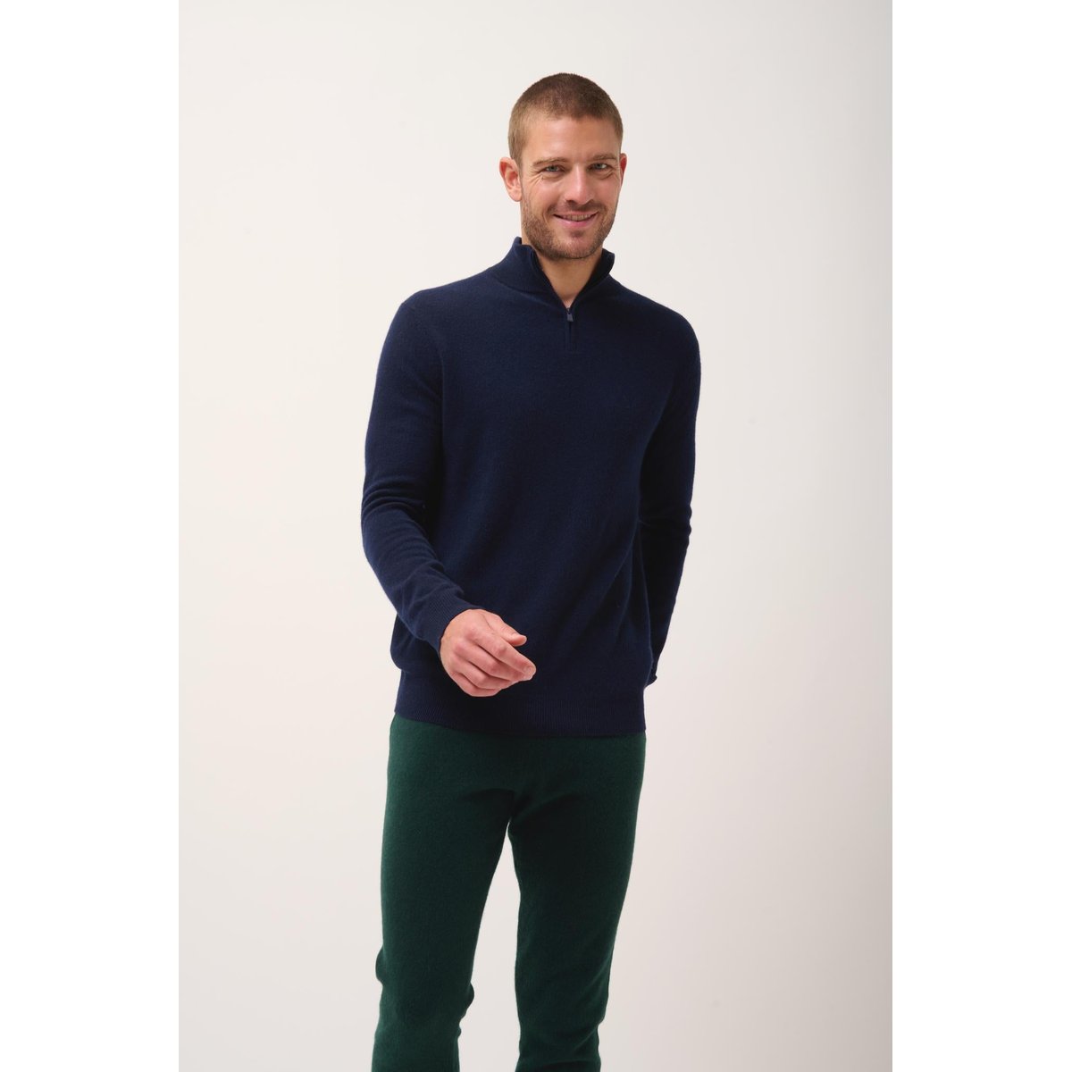Pull Camionneur Navy Bradley bleu foncé, JUST CASHMERE