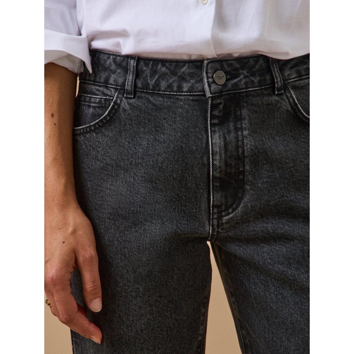 Jean mom Claire coton biologique denim gris fonce, CYRILLUS
