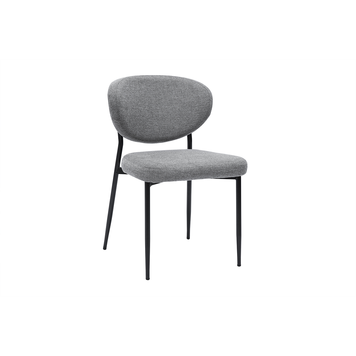 Chaises en tissu effet velours texturé beige et métal noir (lot de 2) BREKA gris, MILIBOO