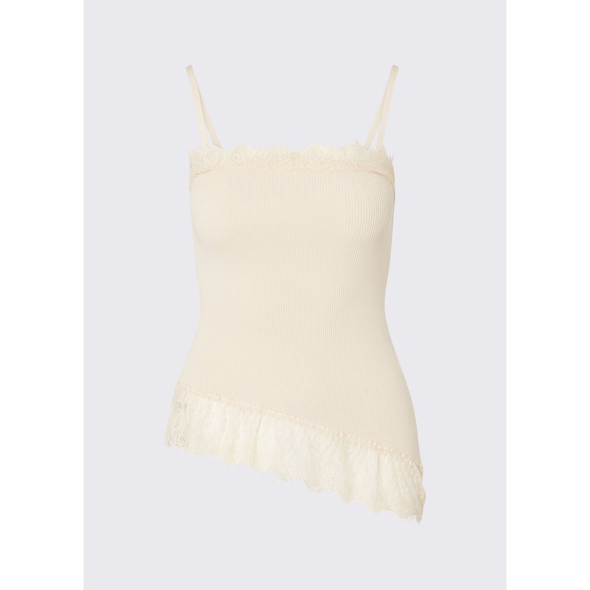 Top Asymétrique avec Détails en Dentelle crème, LIU JO