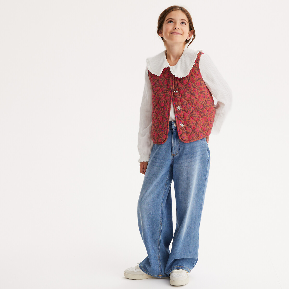 Cotton Muslin Gilet brown print, LA REDOUTE COLLECTIONS