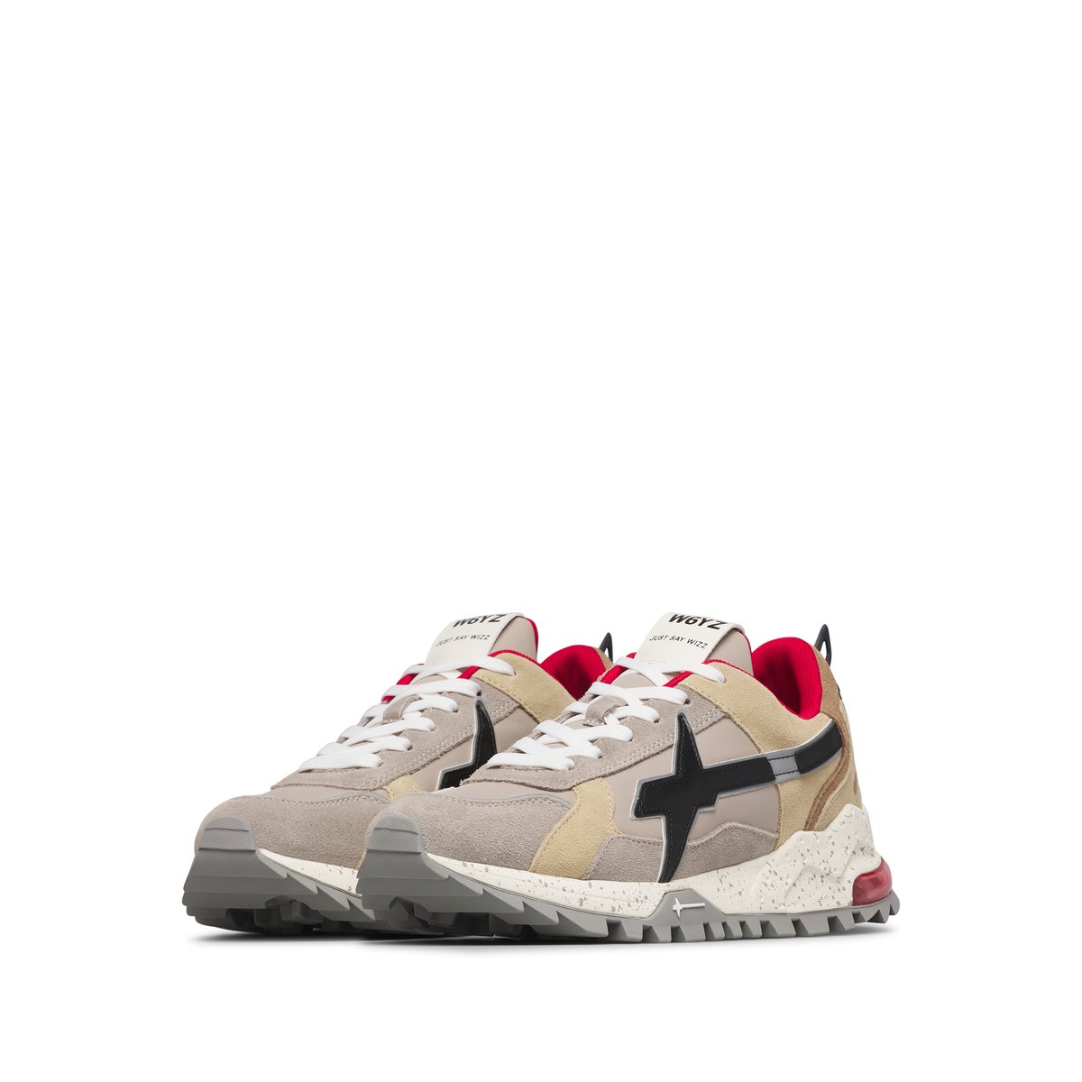 Sneakers en tissu technique et en daim BREEZE 3-M. gris tourterelle-sable, W6YZ