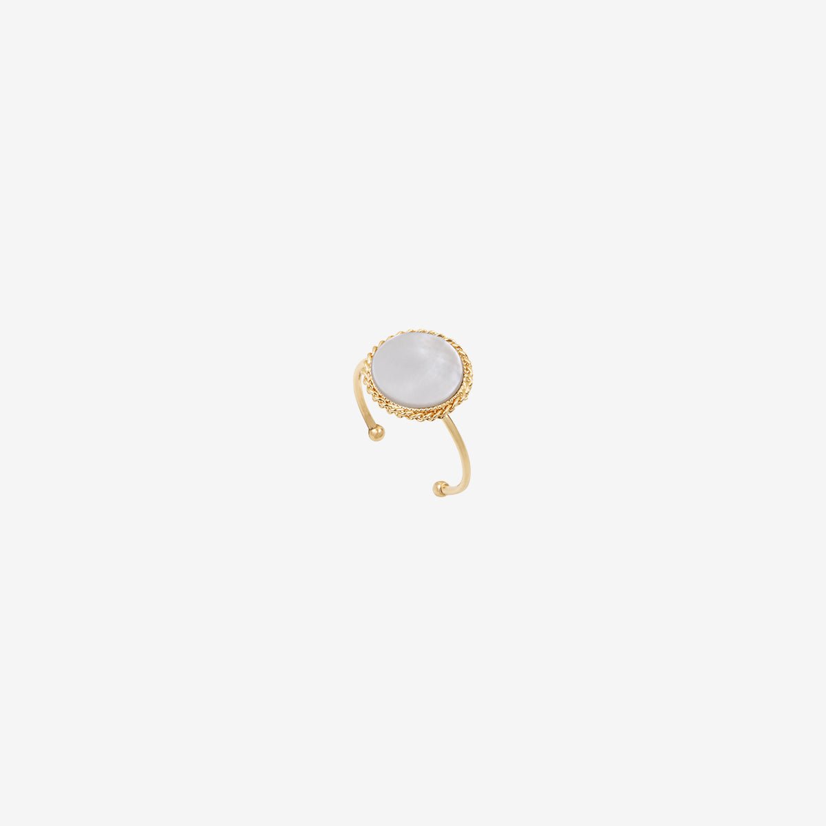 Bague nacre blanche plaquée or - lady nacre blanche blanc, CAROLINE NAJMAN