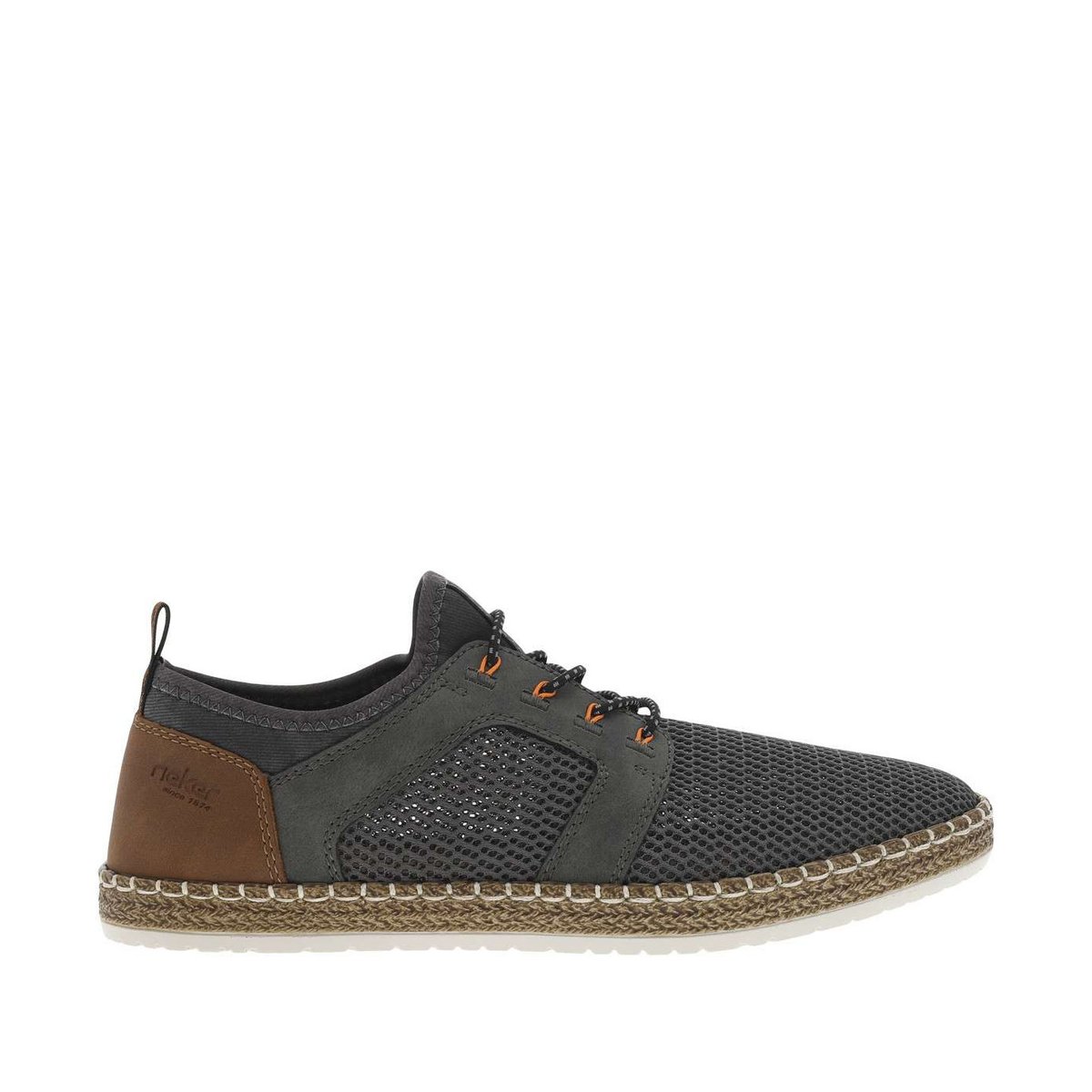 Sneakers en filet ajouré grises anthracite à semelle plate beige anthracite, RIEKER