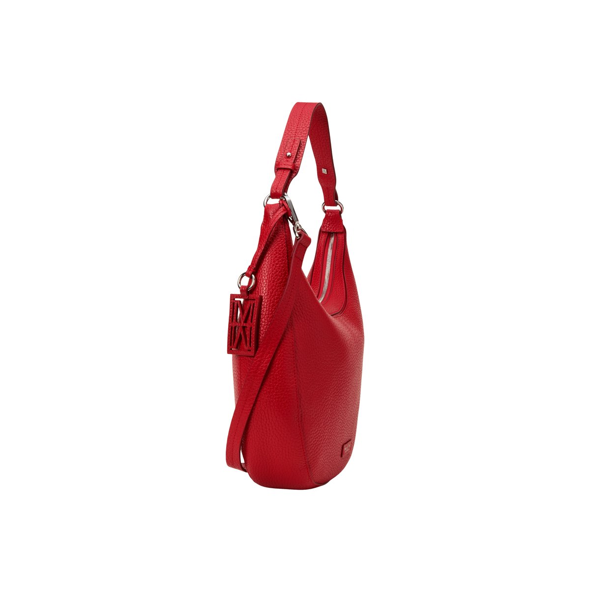 Sac à bandoulière modèle Bellilo moyen en cuir de vachette texturé rouge, MARC O'POLO