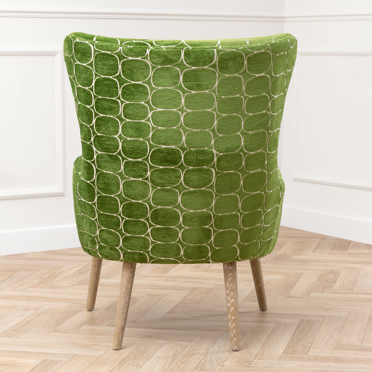 Oswald Woven Jacquard Velvet Chair olive, VOYAGE MAISON