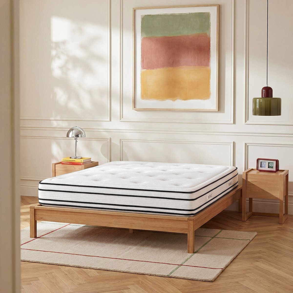Matelas hybride ressorts ensachés et mousse en mémoire de forme DREAM HYBRIDE blanc, HABITAT