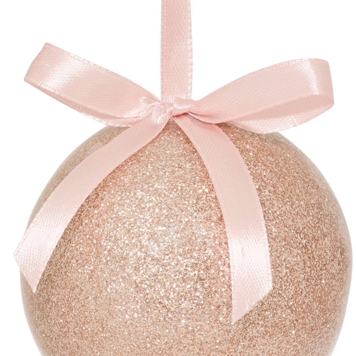 Boule de Noël en papier unie noire D. 75 mm rose clair, FEERIC LIGHTS & CHRISTMAS