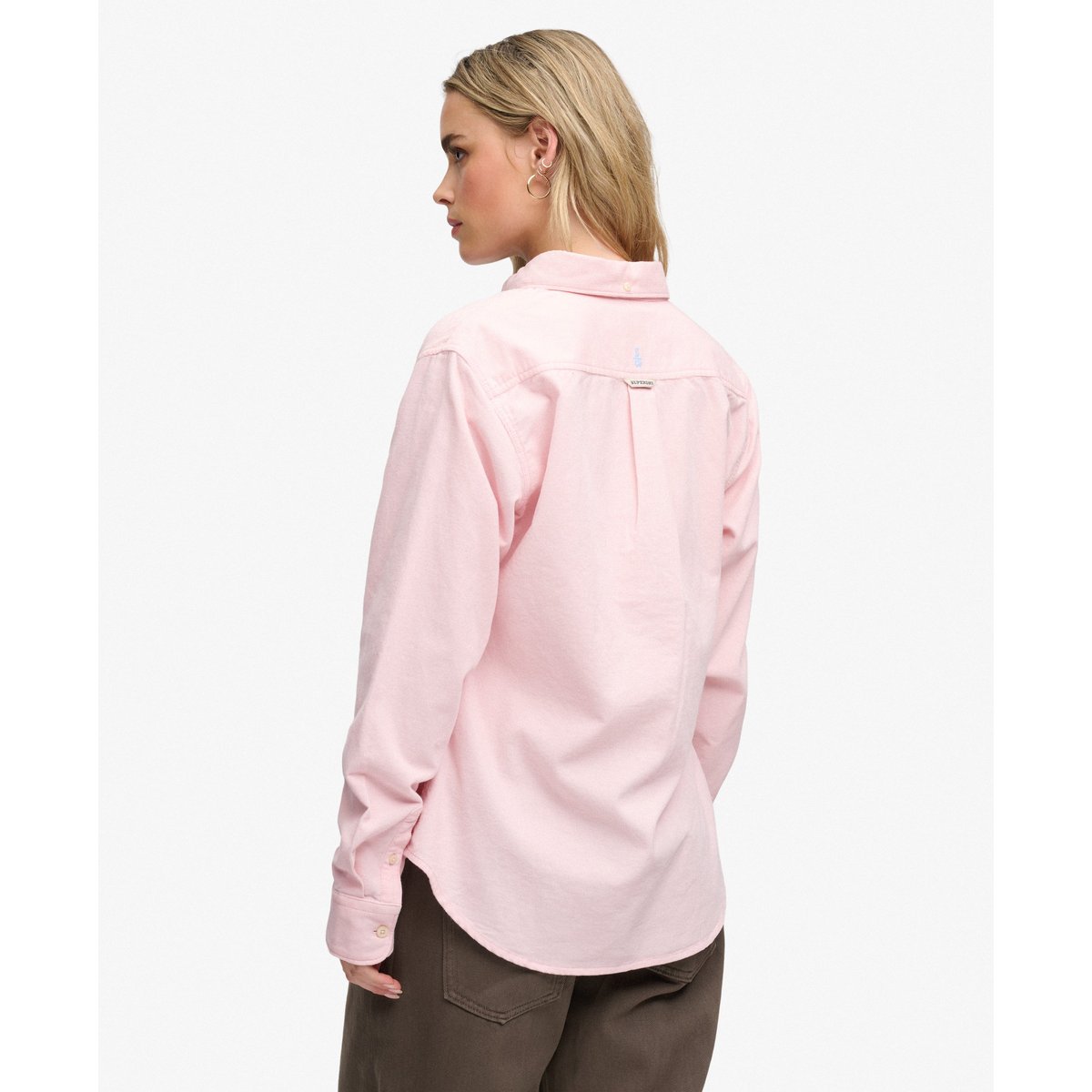 Chemise à manches longues en velours côtelé rose craie, SUPERDRY