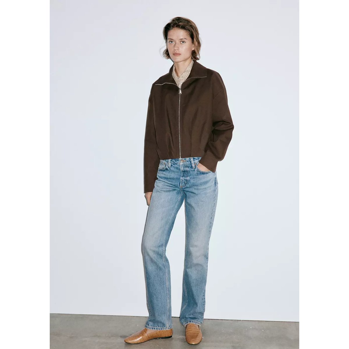 Jean droit taille normale bleu moyen, MANGO
