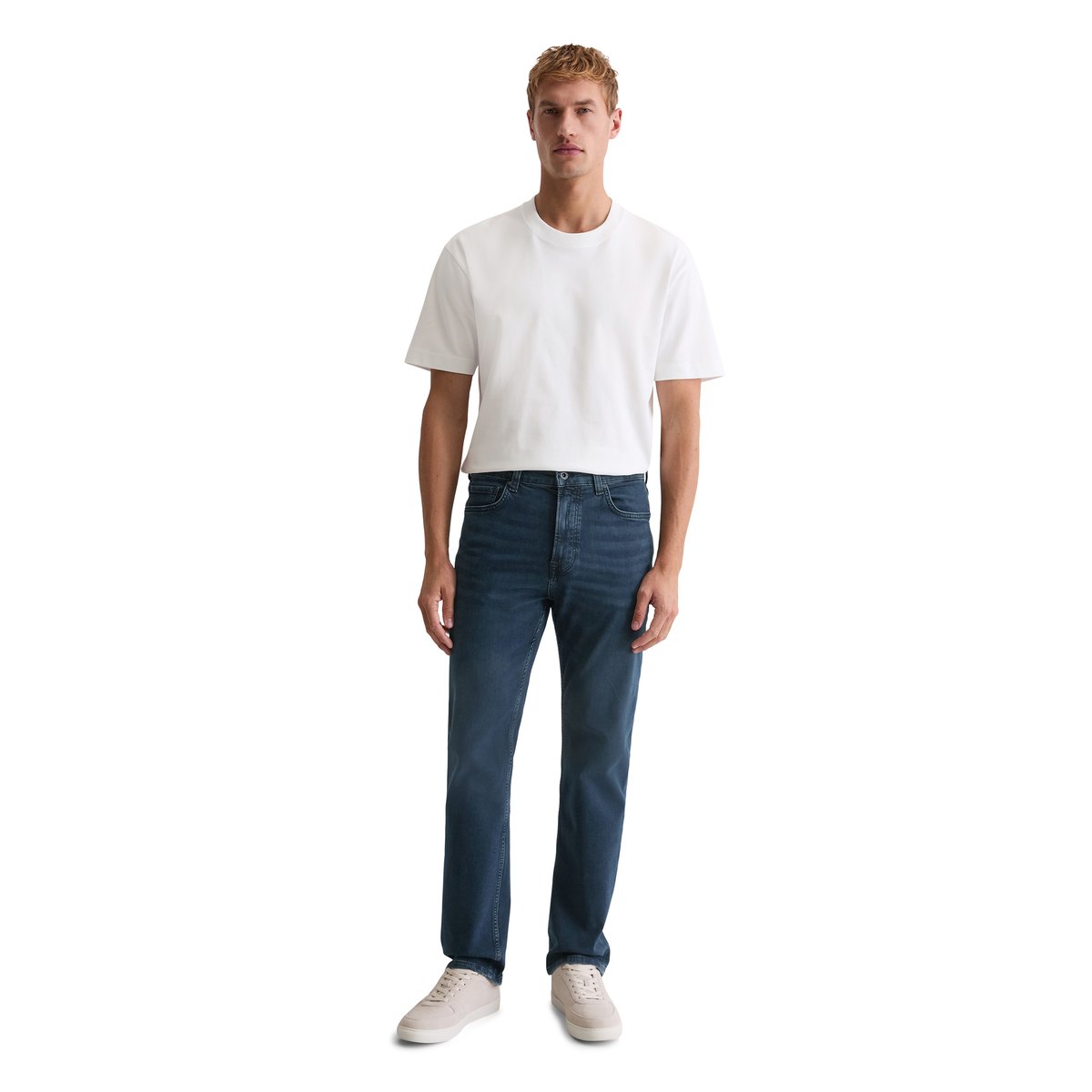 Jeans modèle Kalmo droit en coton bio mélangé bleu foncé, MARC O'POLO