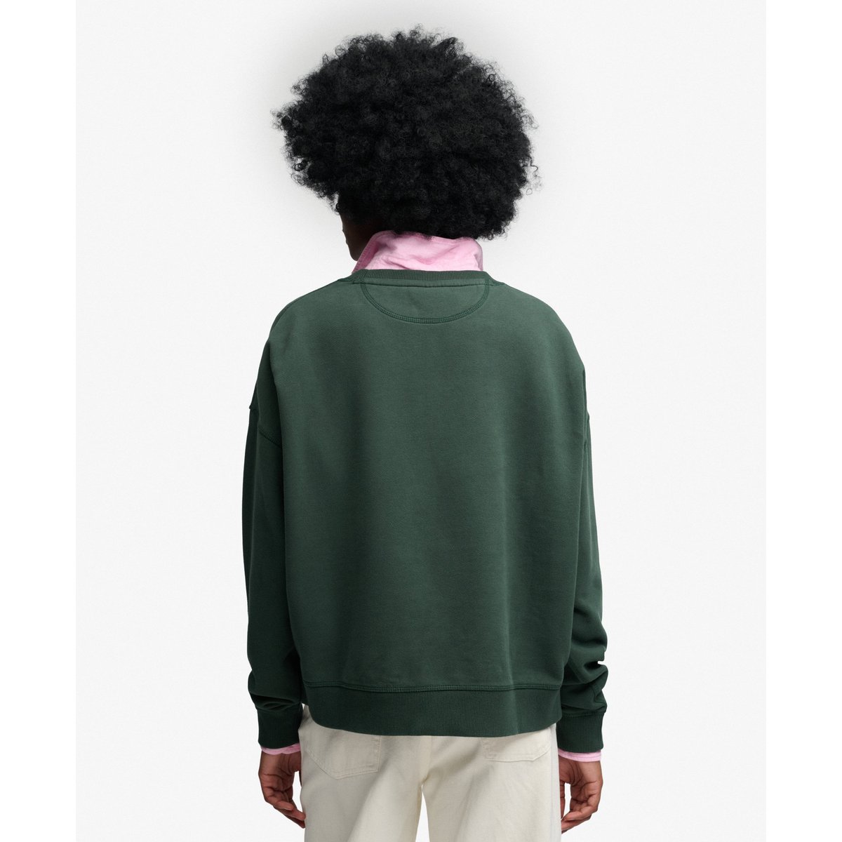 Sweatshirt Essential Logo Ras du Cou vert émail, SUPERDRY
