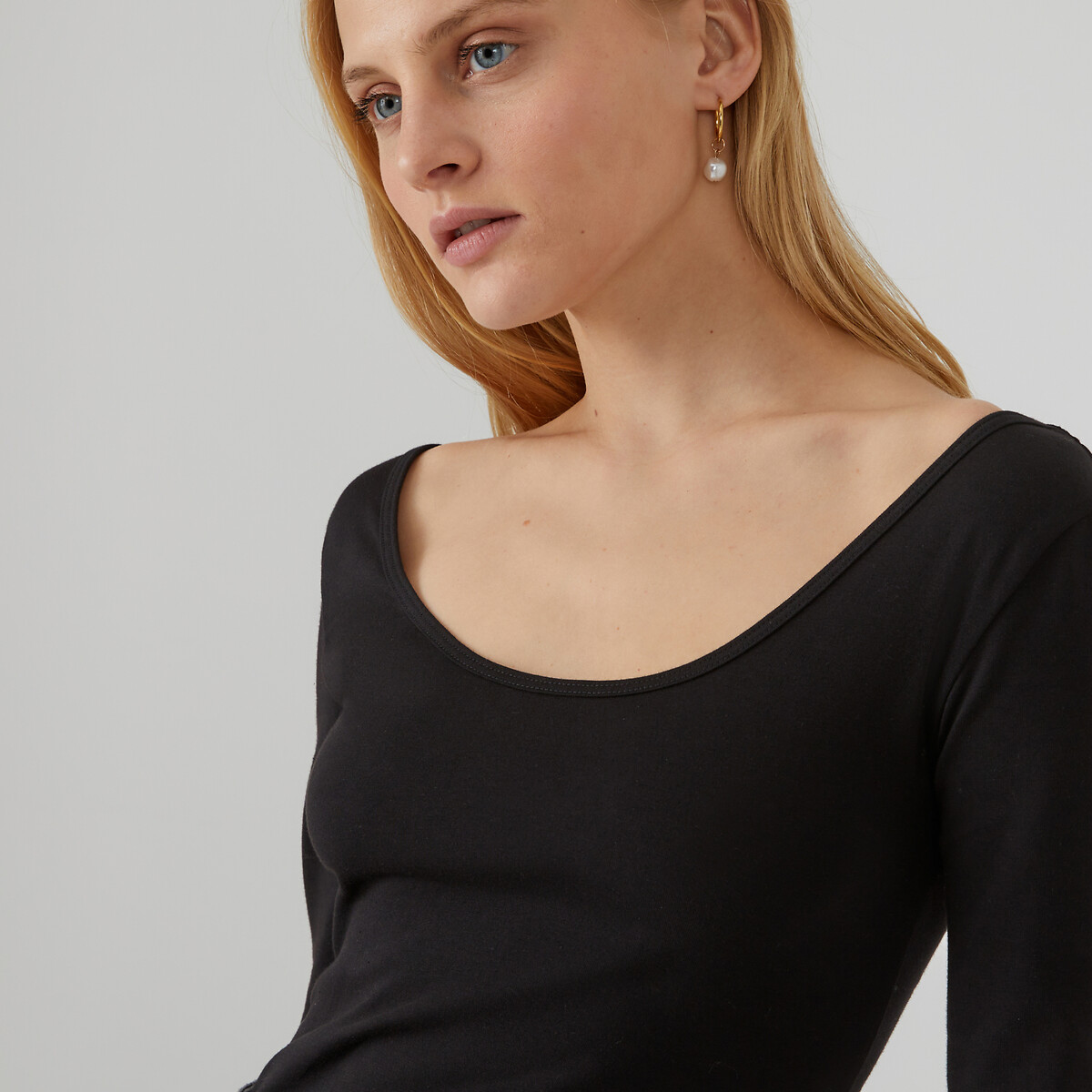 T-shirt col danseuse noir, LA REDOUTE COLLECTIONS