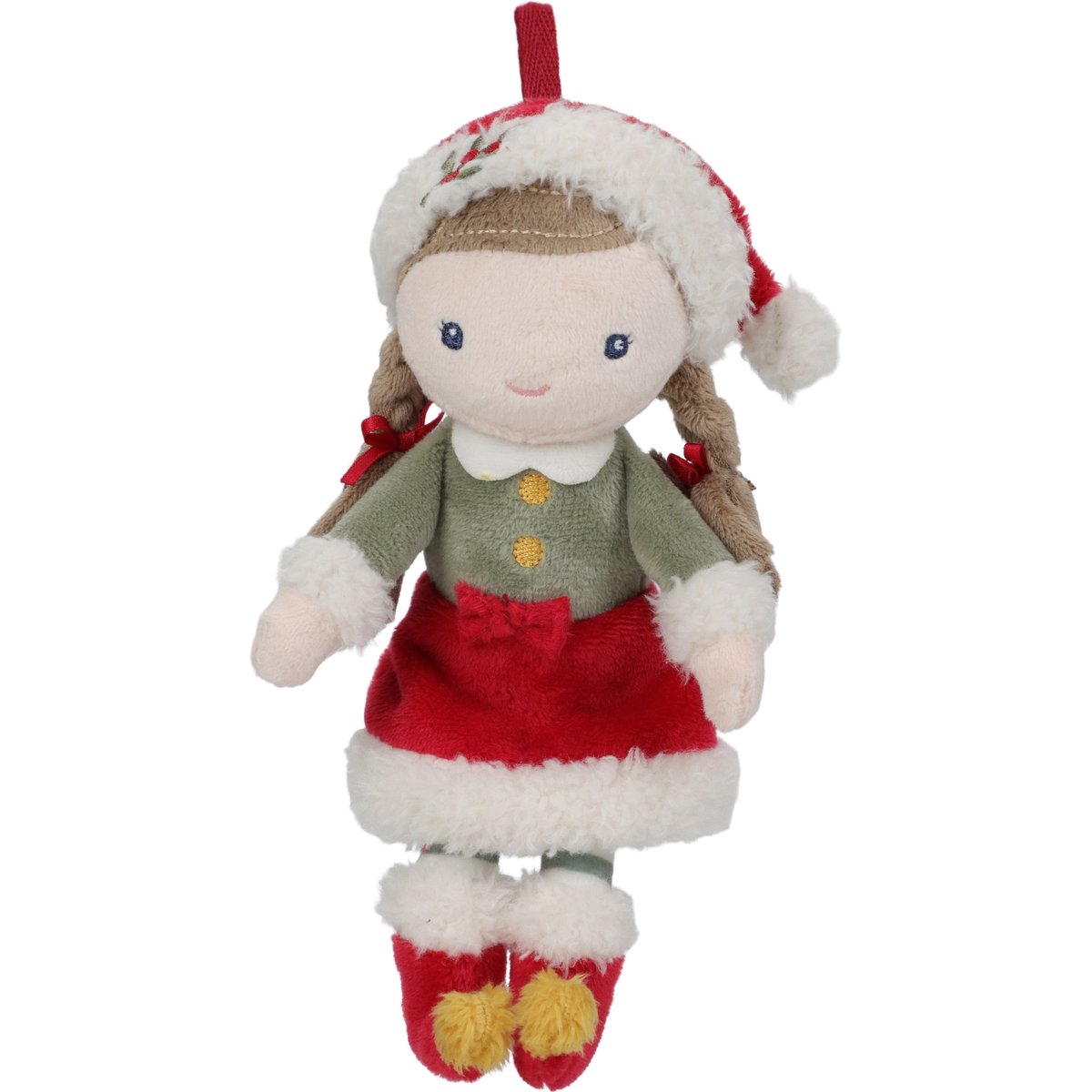 Lot de 4 décorations de Noël en peluche à suspendre vert, rouge, blanc, LITTLE DUTCH