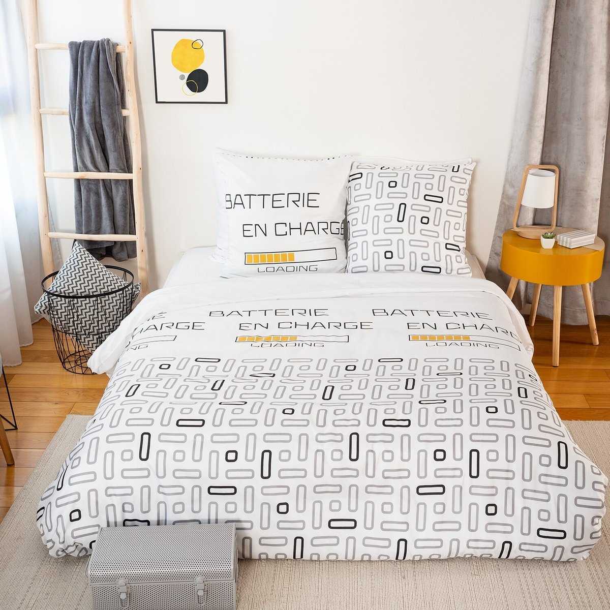 Parure housse de couette microfibre, Loading blanc, C DESIGN HOME TEXTILE