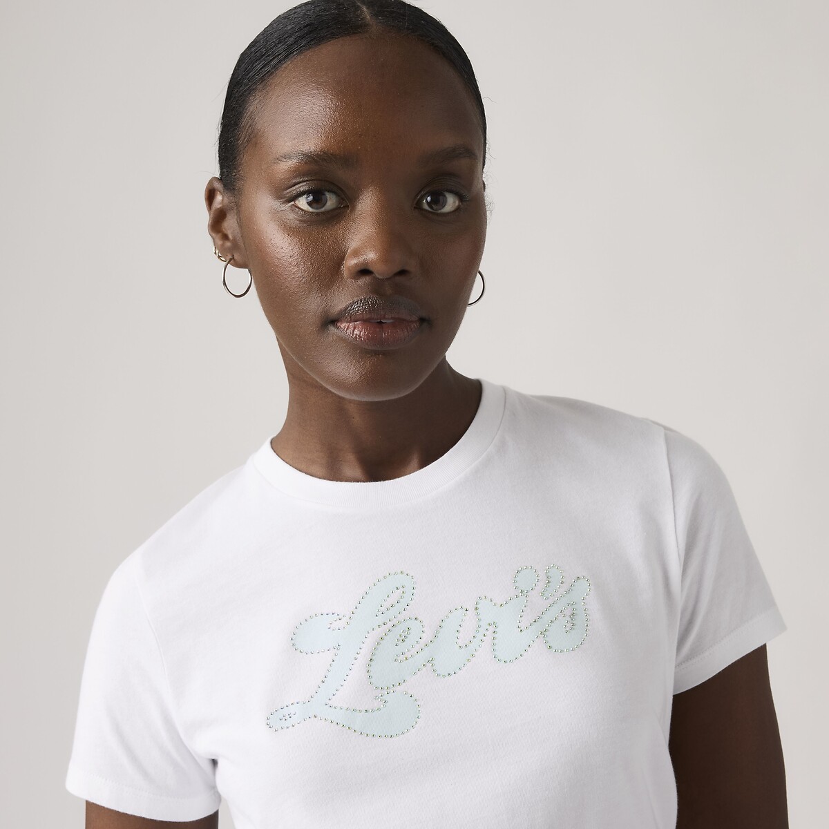 Camiseta de manga corta y cuello redondo con logotipo blanco, LEVI'S