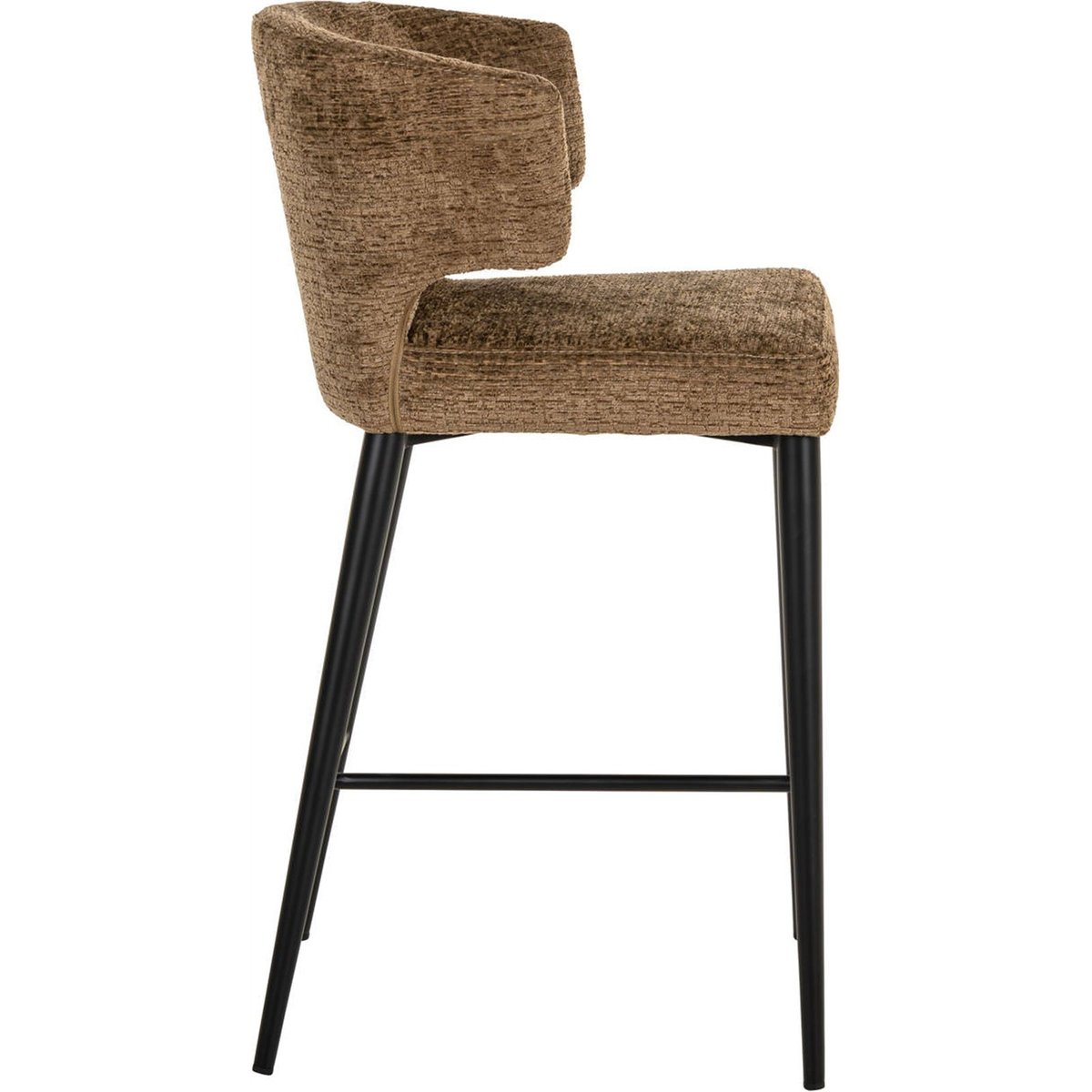 Tabouret de comptoir en tissu texturé brandy et noir, RECOLLECTION